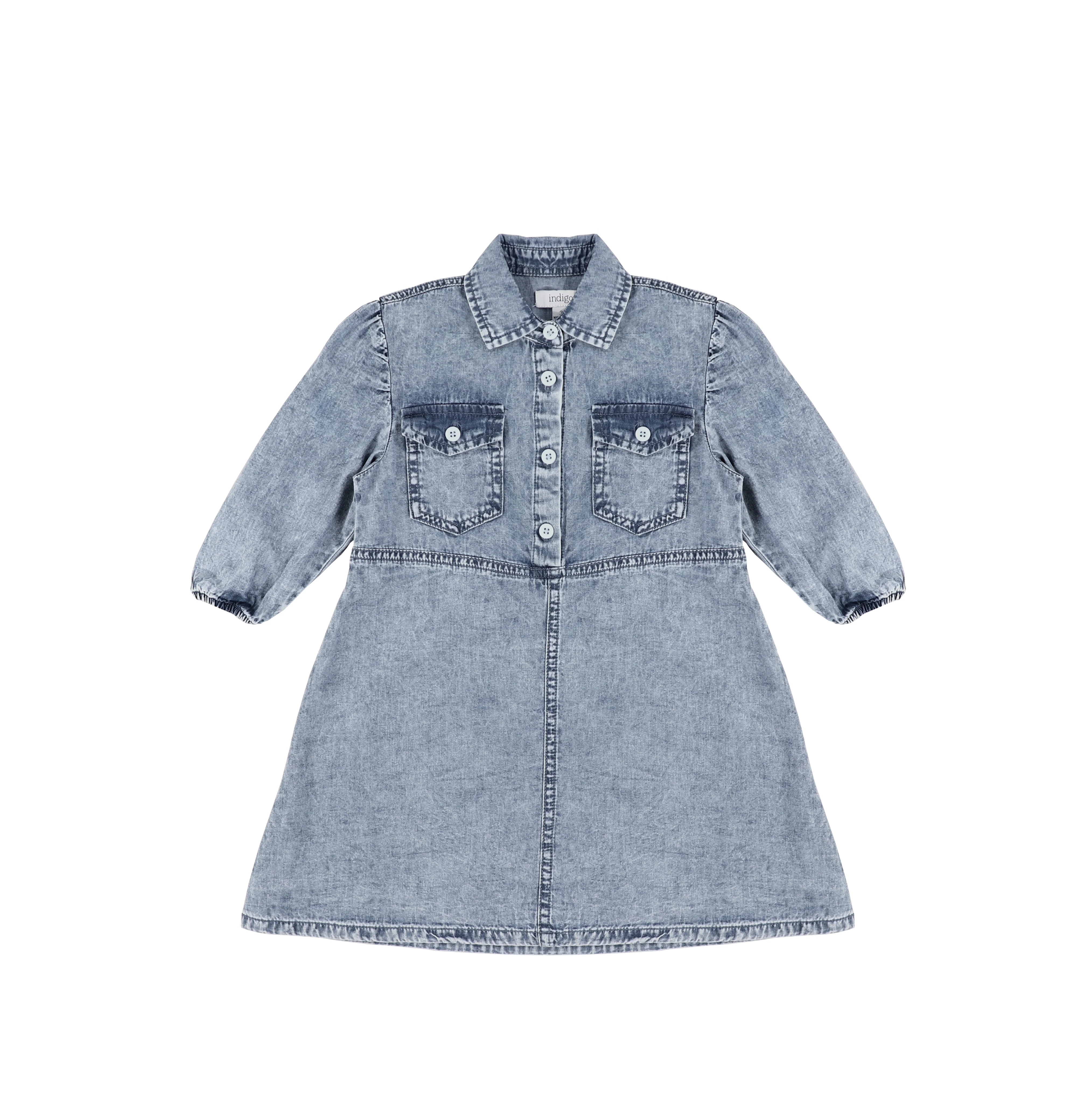 3/4 SLEEVES ACID WASH DRESS