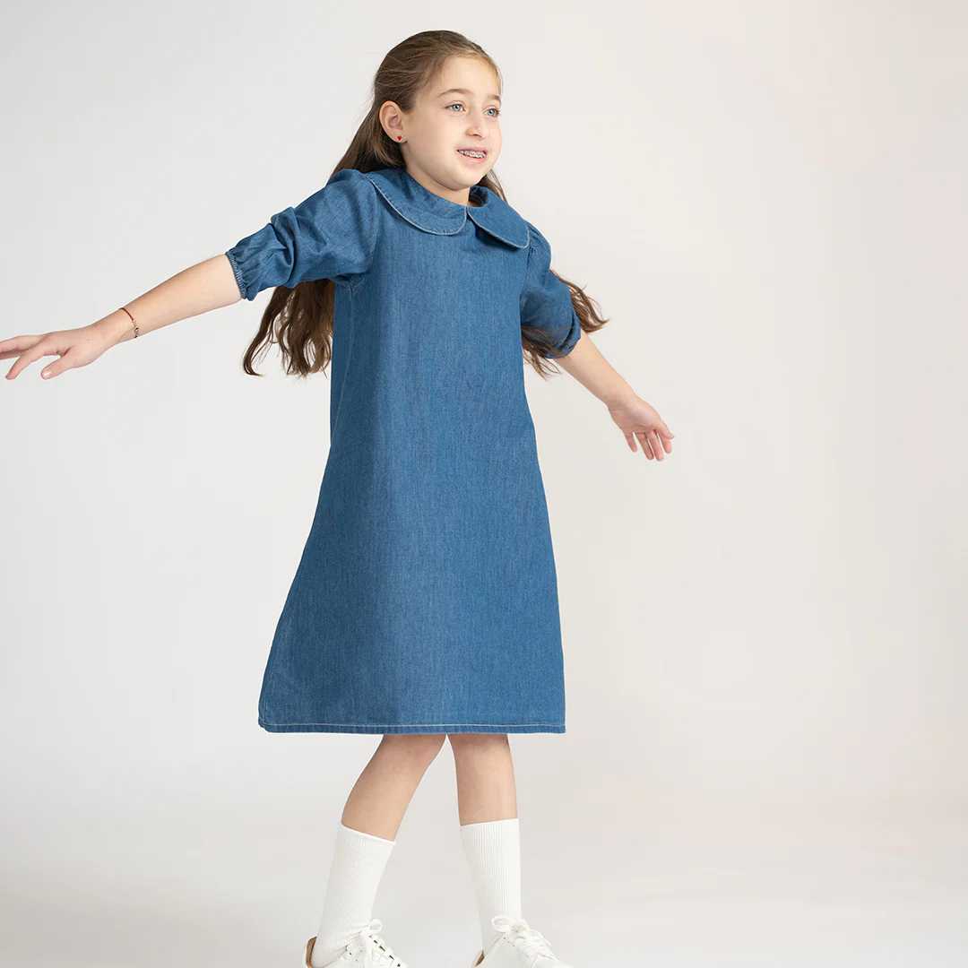 3/4 SLEEVES CHAMBRAY COLLAR DRESS - Image 4