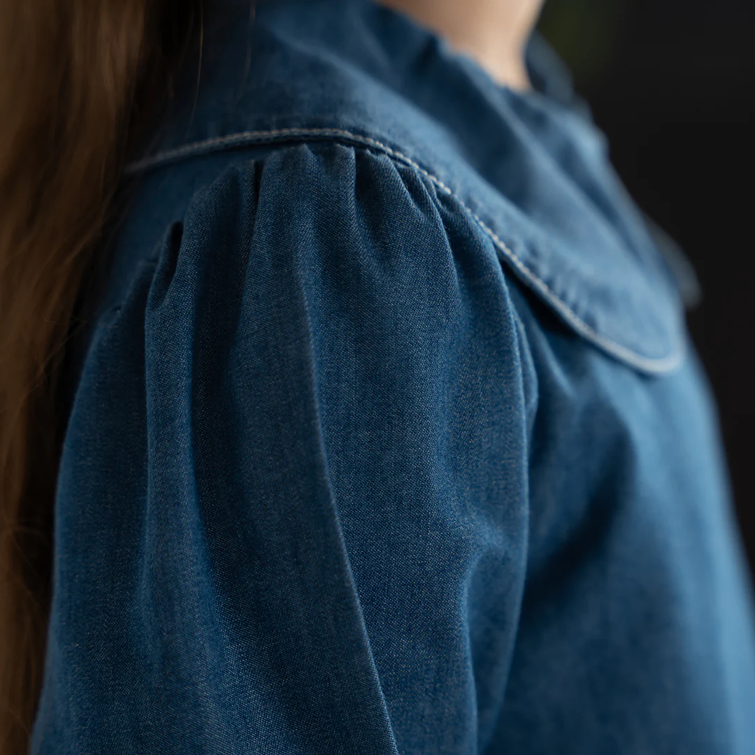 3/4 SLEEVES CHAMBRAY COLLAR DRESS - Image 5