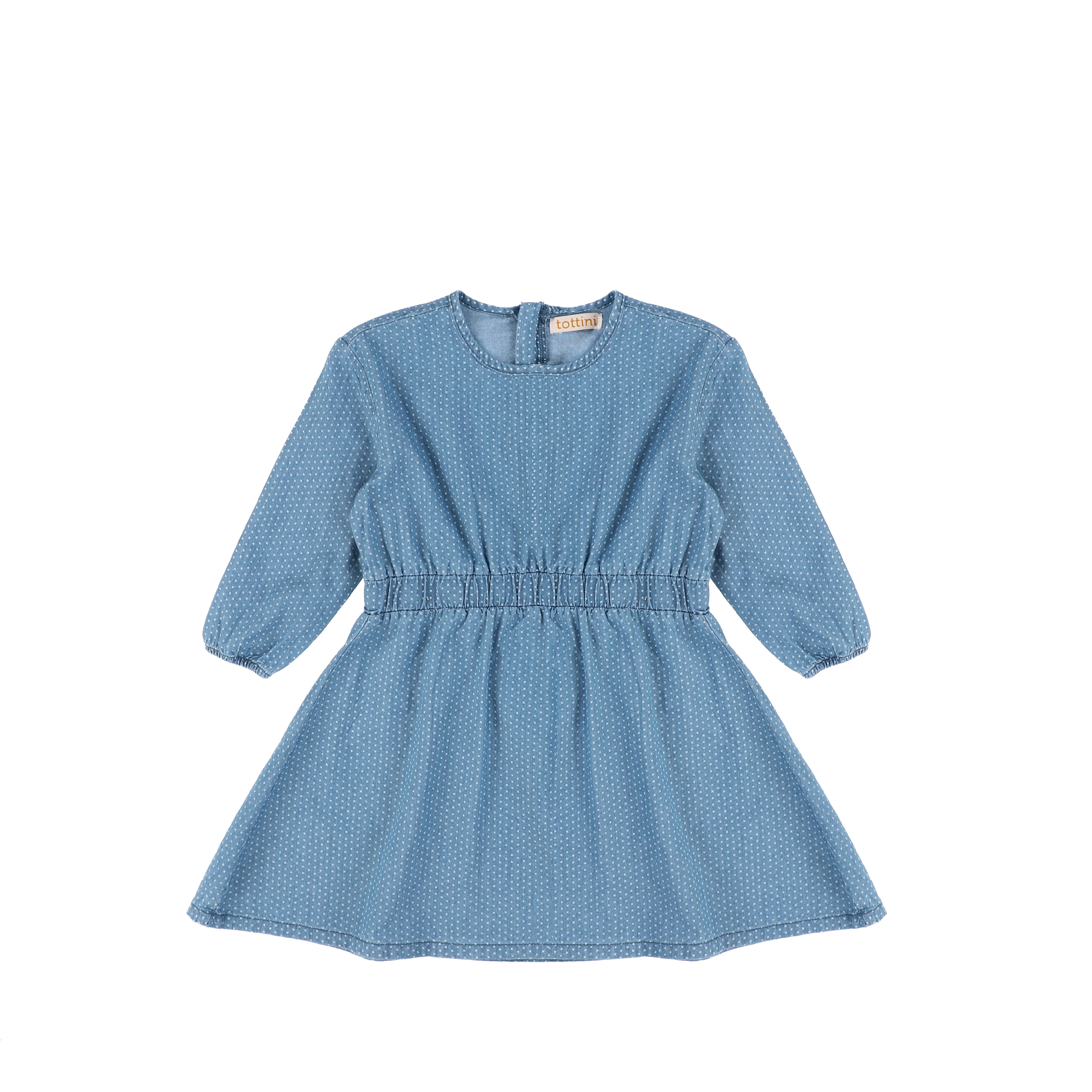 3/4 SLEEVES DENIM X PRINT DRESS
