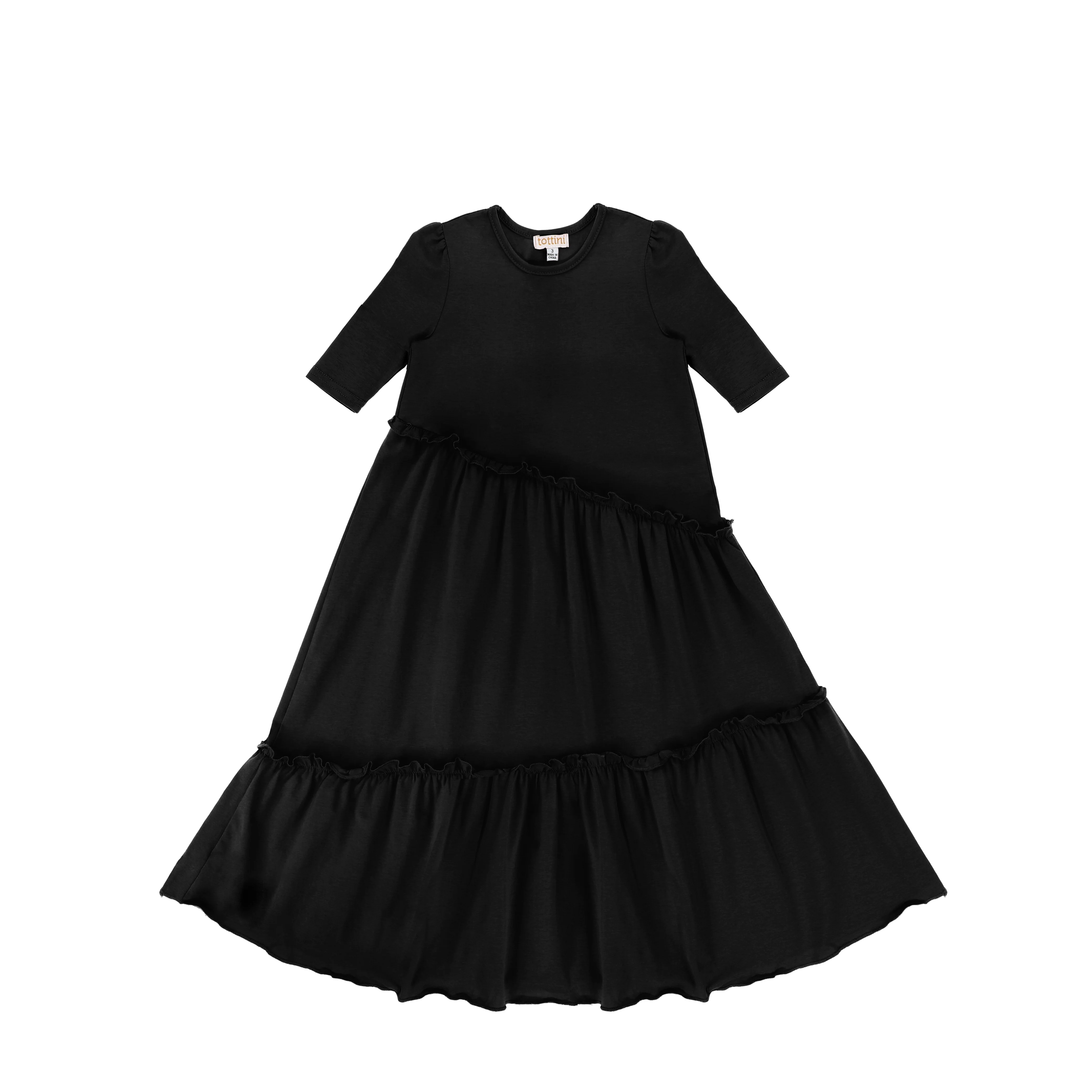 3/4 SLEEVES DIAGONAL SEAM MAXI DRESS