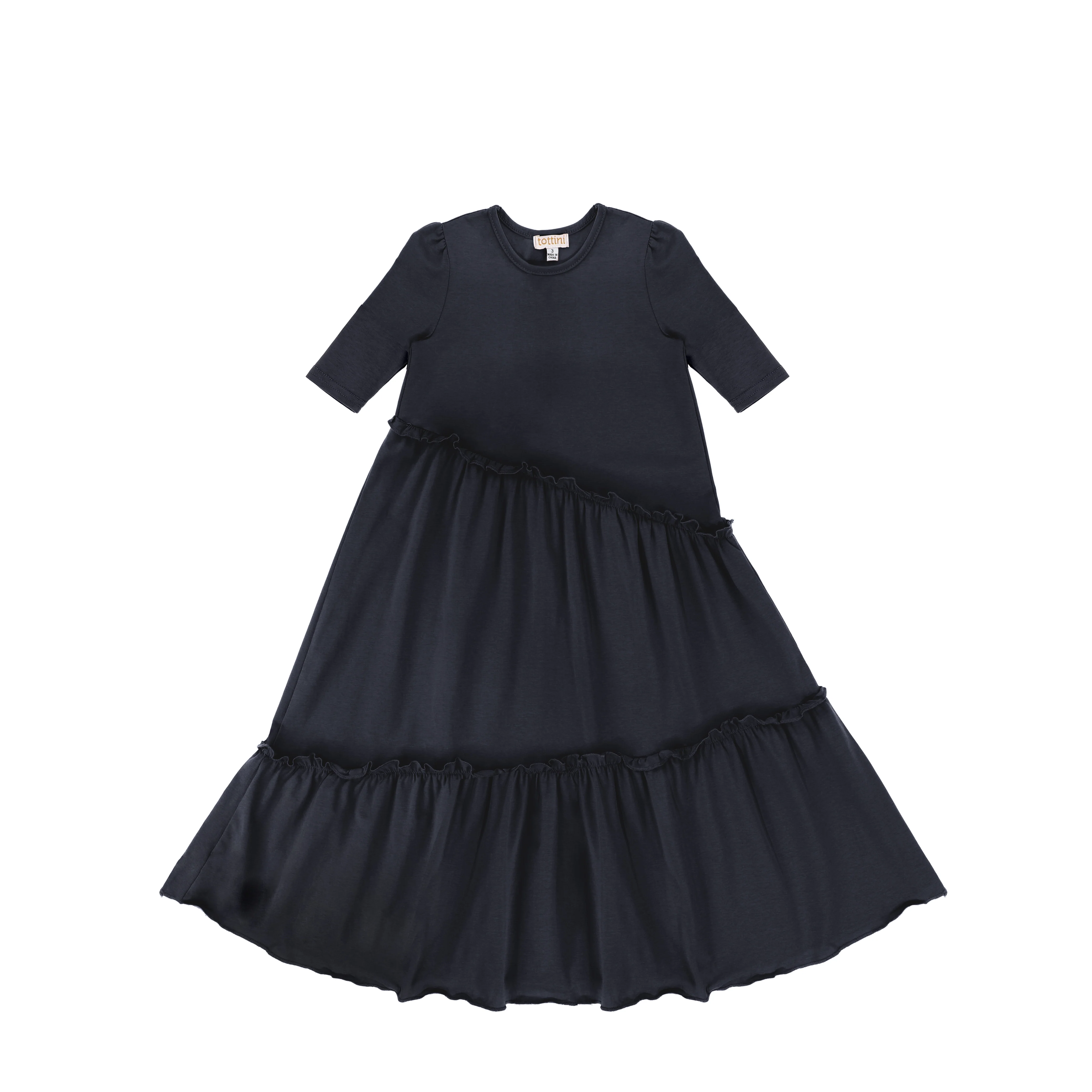 3/4 SLEEVES DIAGONAL SEAM MAXI DRESS - Image 2