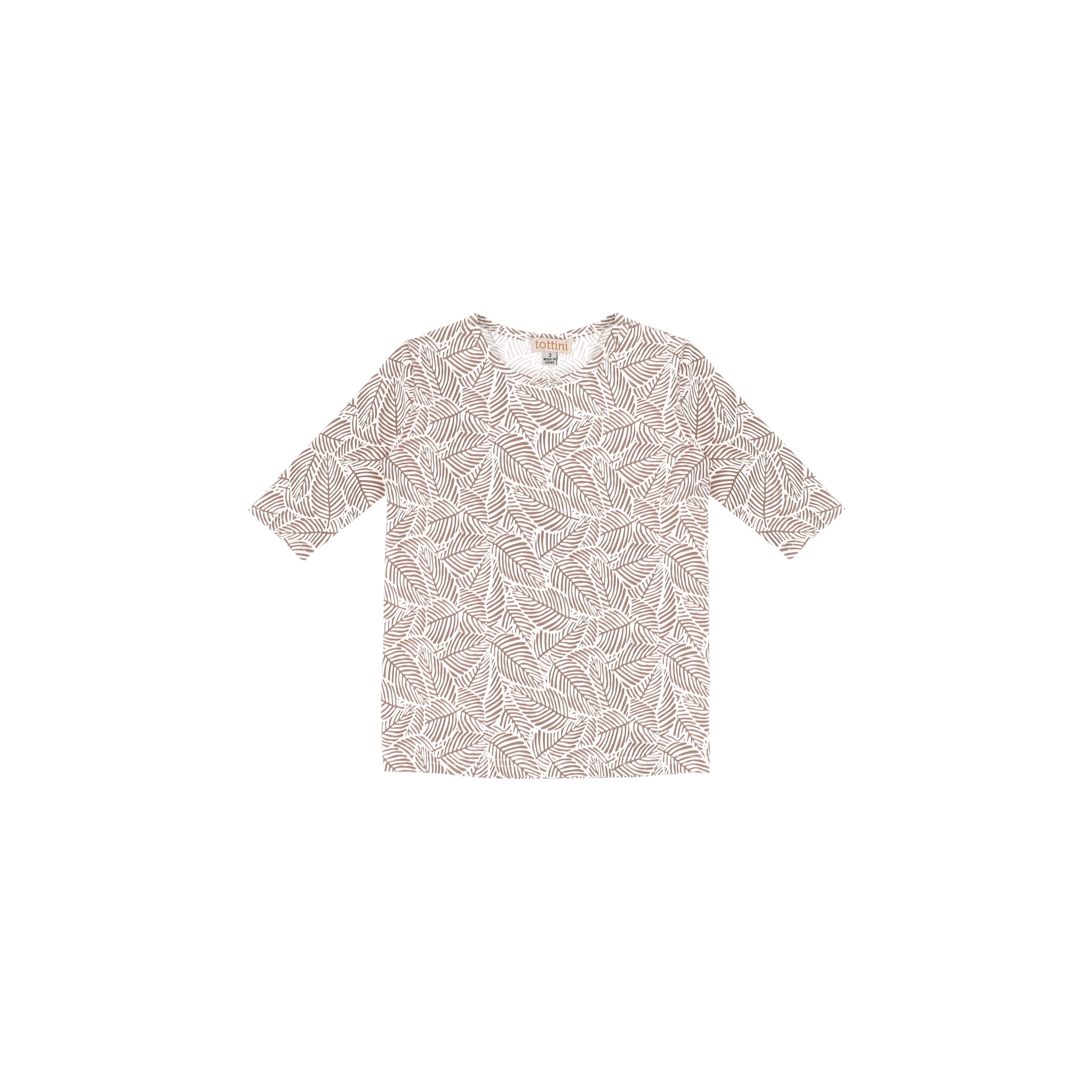 3/4 SLEEVES LEAF PRINT TSHIRT
