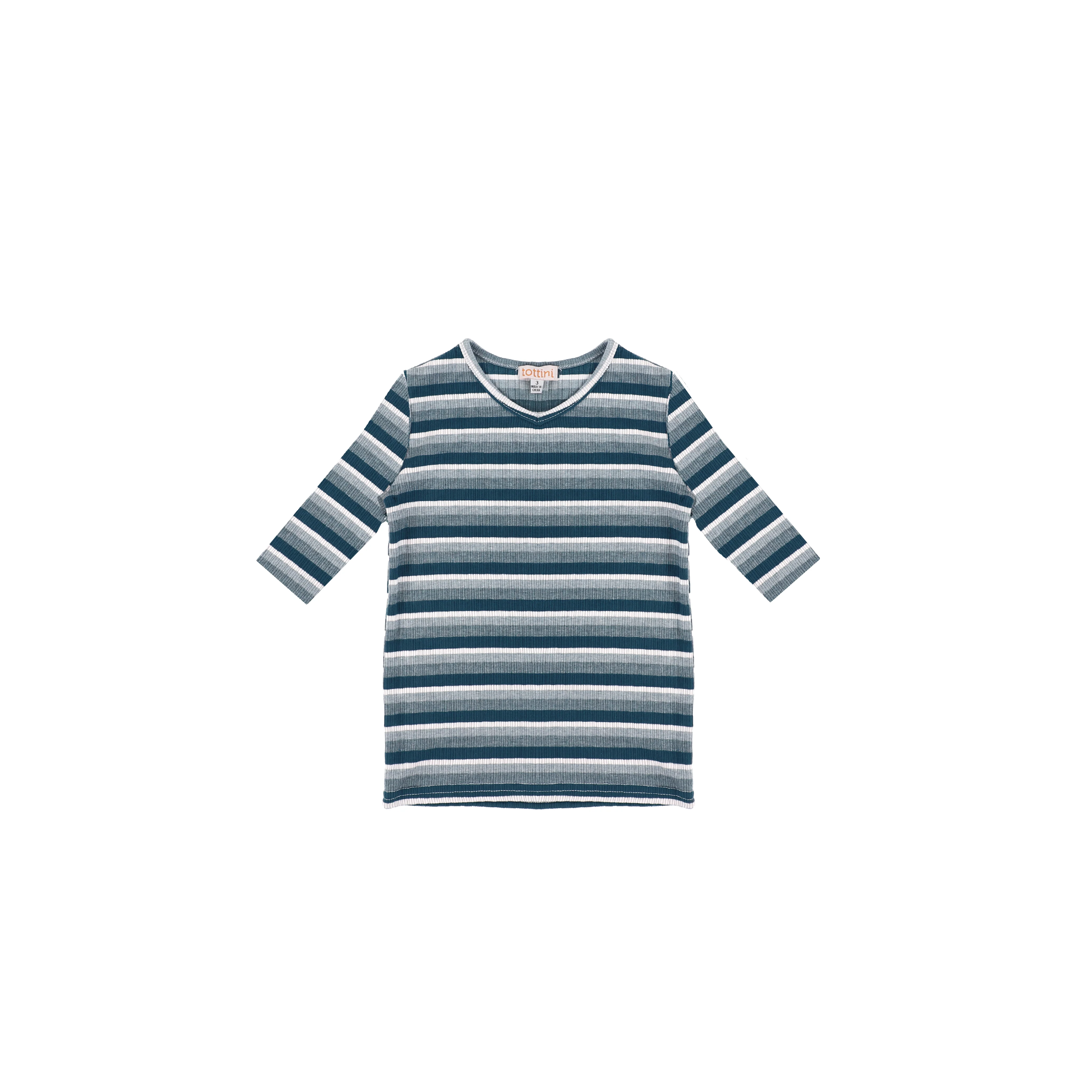 3/4 SLEEVES OMBRE STRIPE TSHIRT