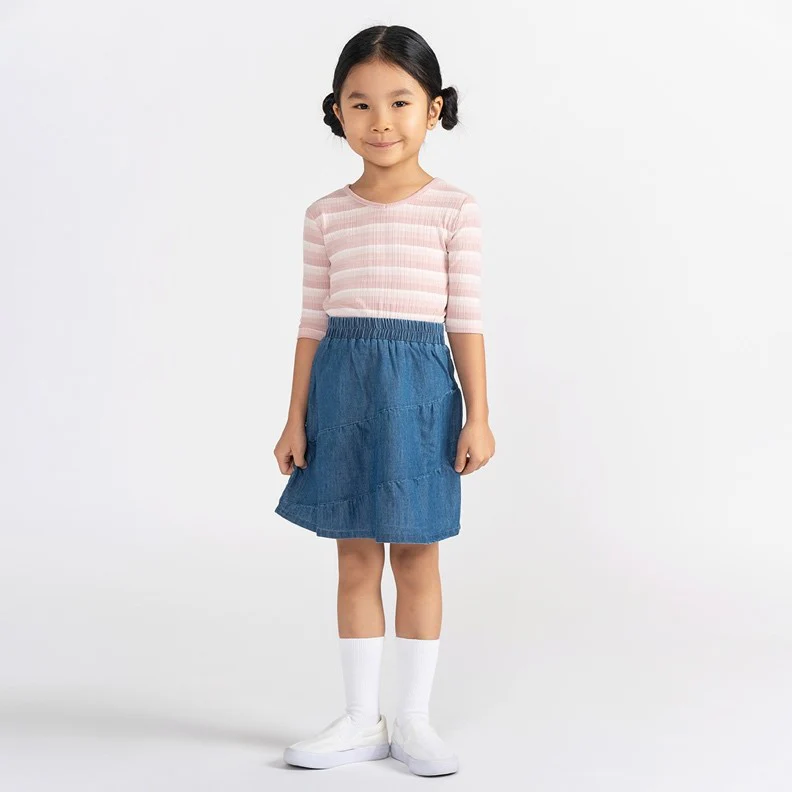 DENIM SLANT SEAM SKIRT - Image 3