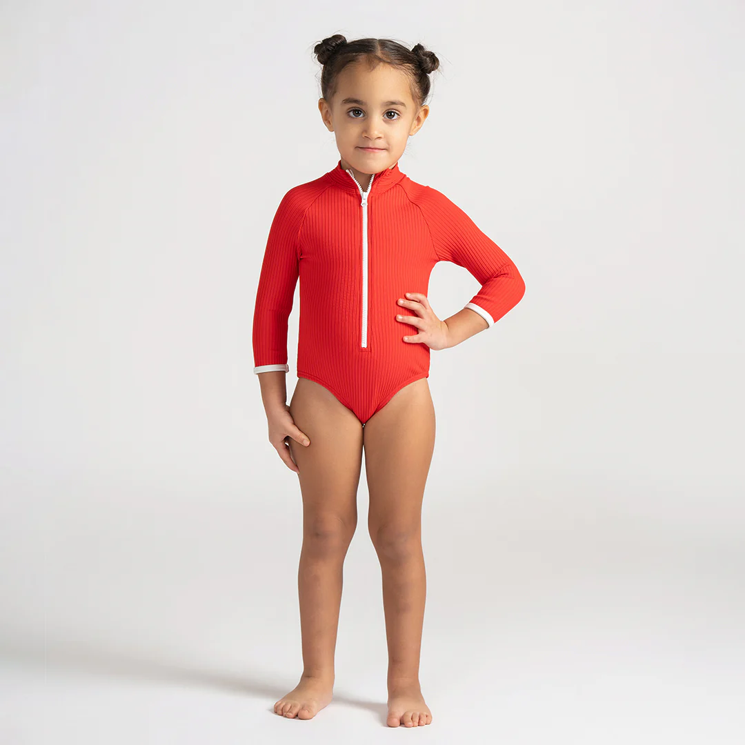 3/4 SLEEVES RIBBED TRIM BATHING SUIT - Image 4