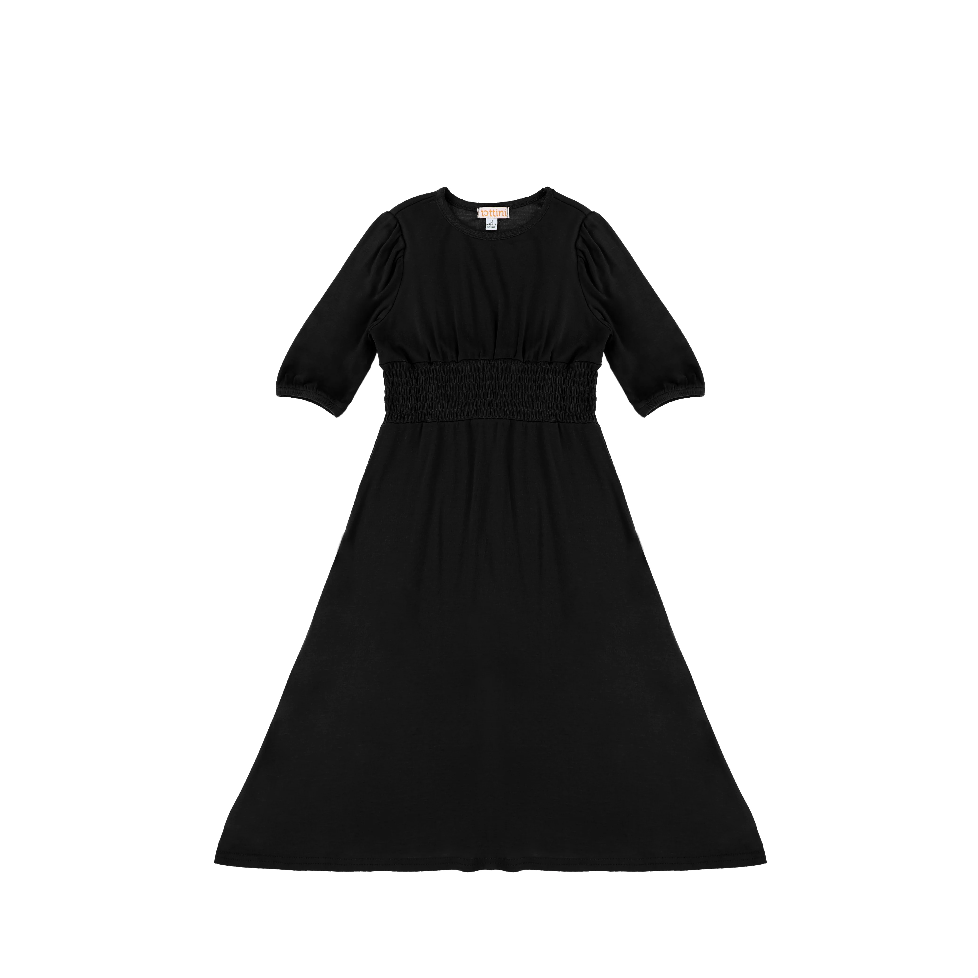 3/4 SLEEVES SMOCKED WAIST MAXI DRESS