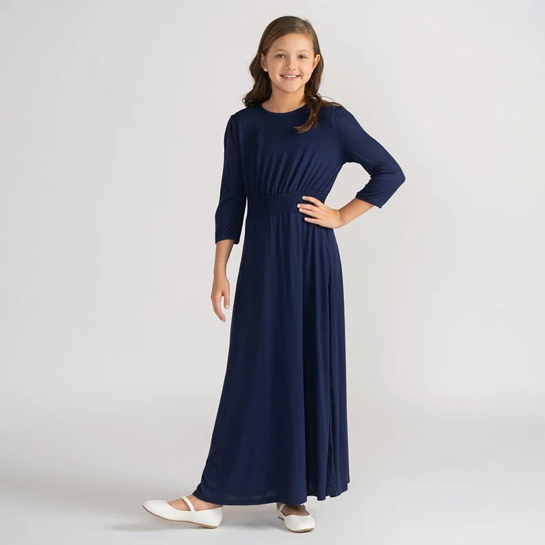 3/4 SLEEVES SMOCKED WAIST MAXI DRESS - Image 5