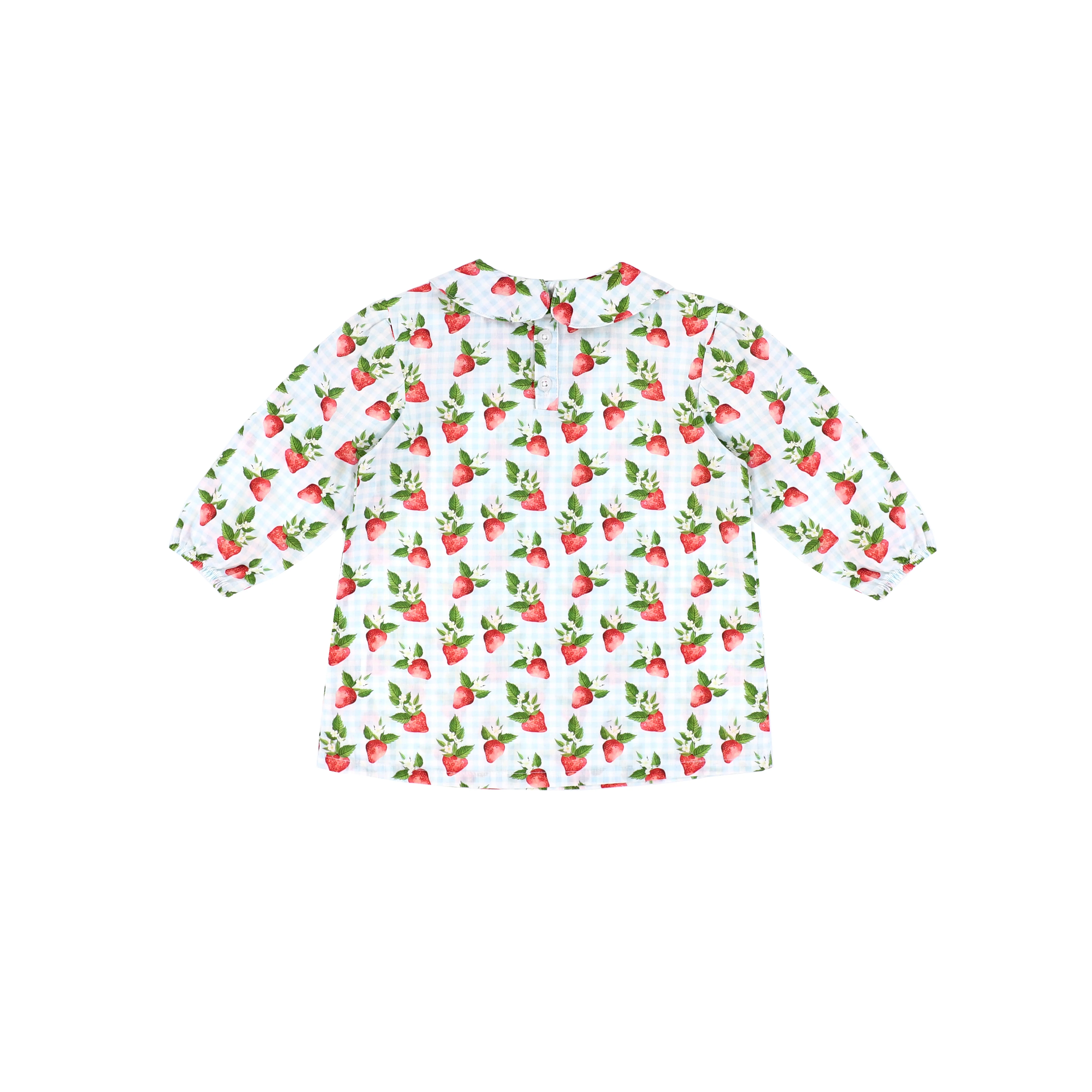 3/4 SLEEVES STRAWBERRY GINGHAM BLOUSE - Image 2