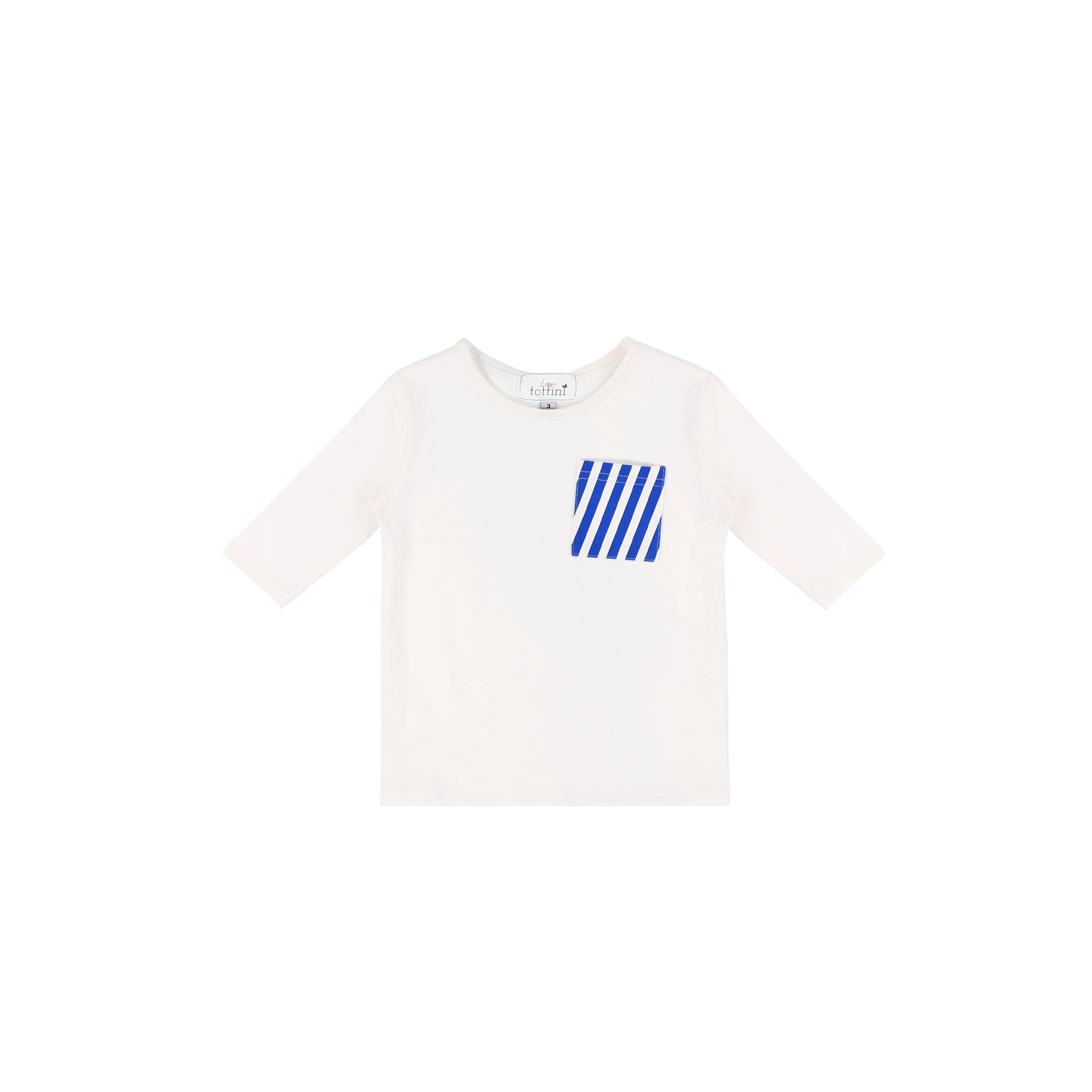 3/4 SLEEVES STRIPE POCKET TEE