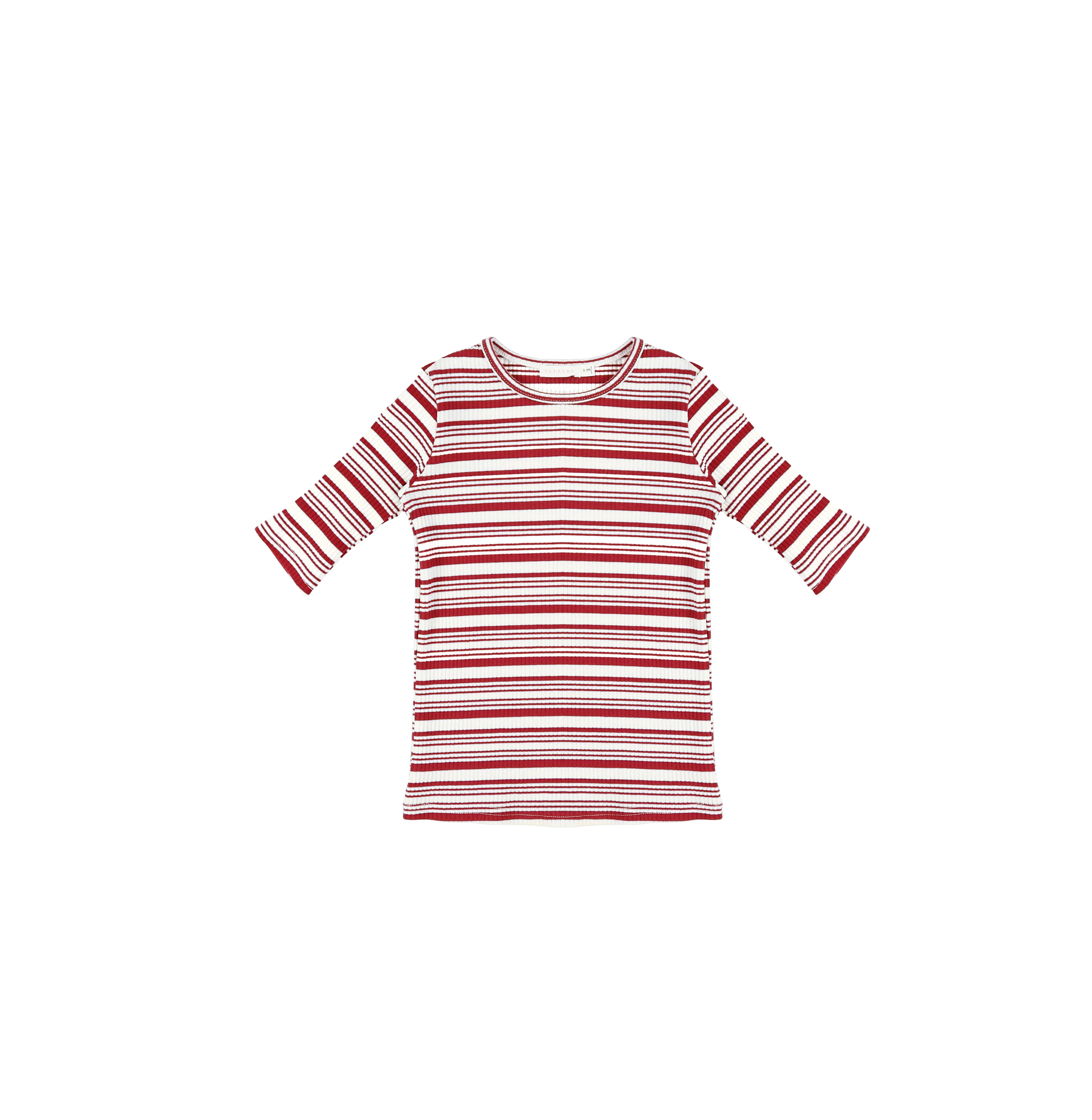 3/4 SLEEVES STRIPED RIBBED TSHIRT - Image 4
