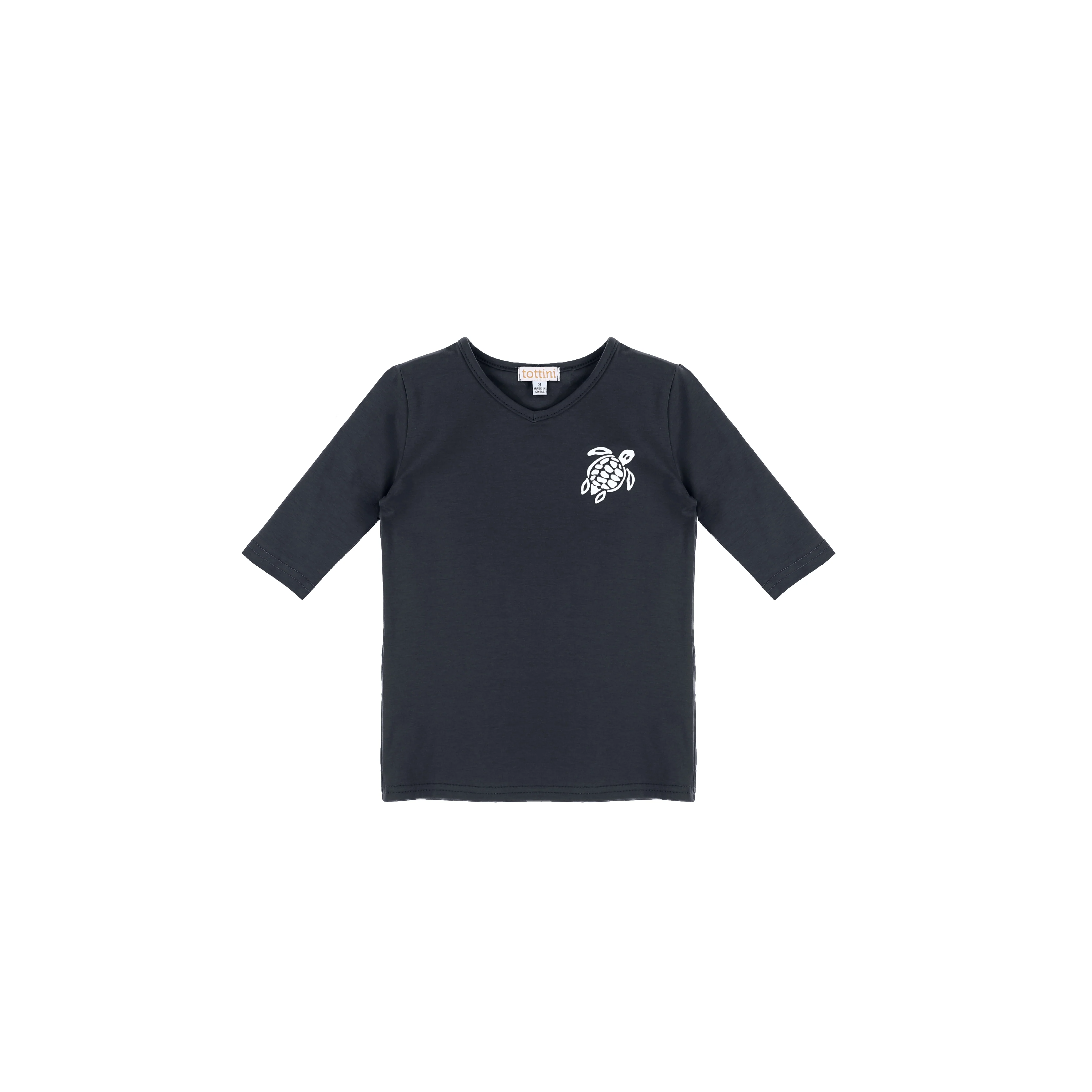 3/4 SLEEVES TURTLE PRINT TSHIRT