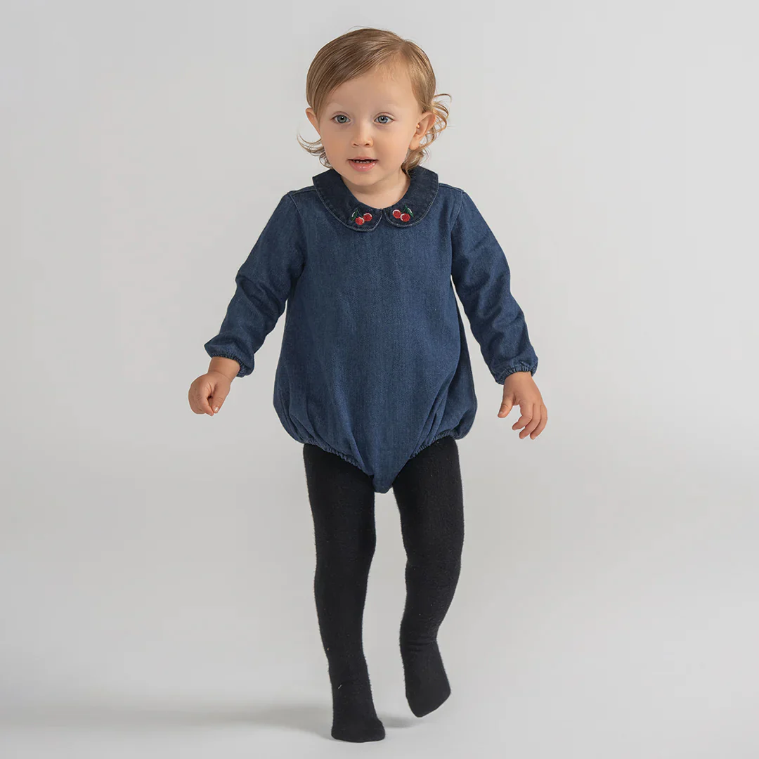 DENIM CHERRY COLLAR ROMPER - Image 3