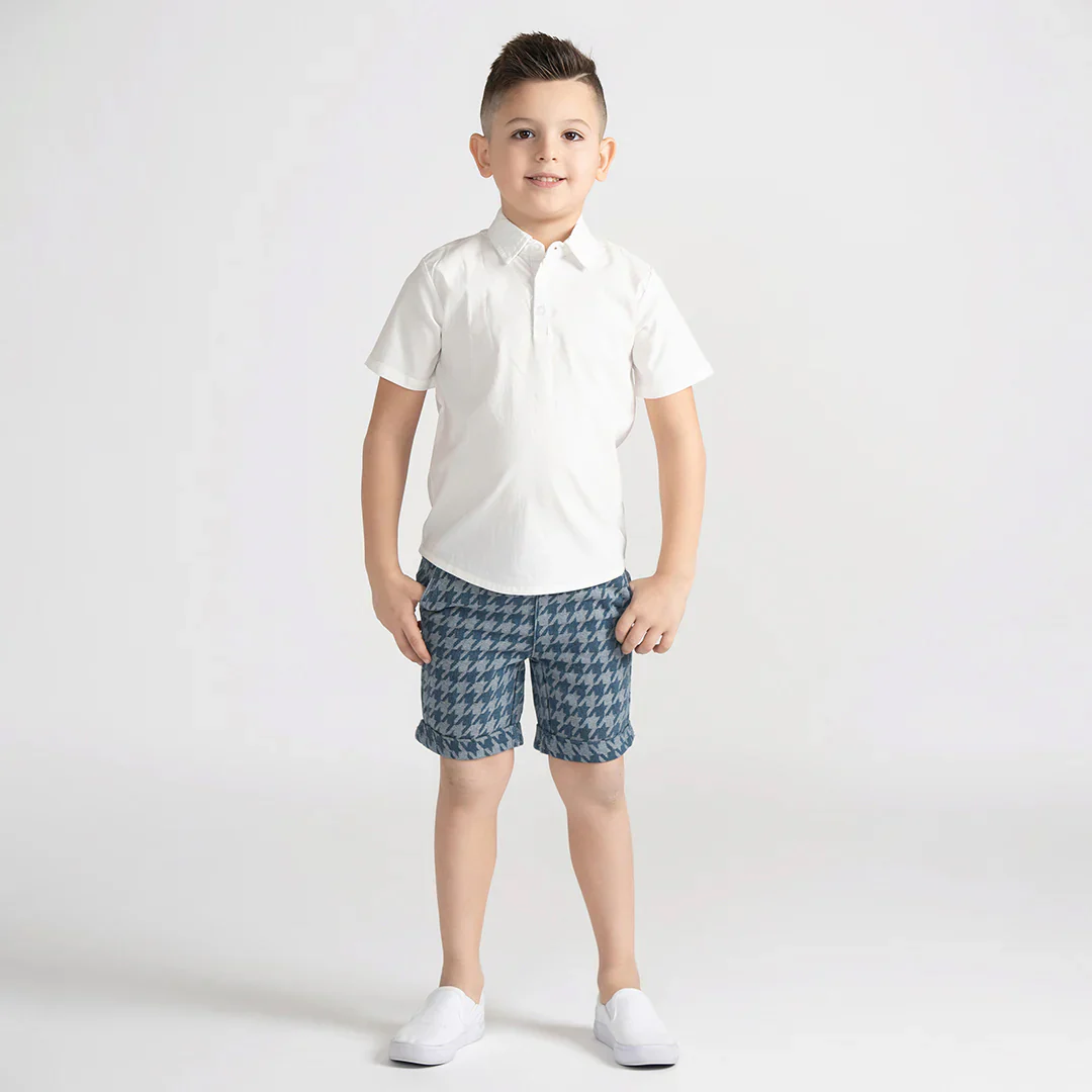 DENIM HOUNDSTOOTH SHORTS - Image 3