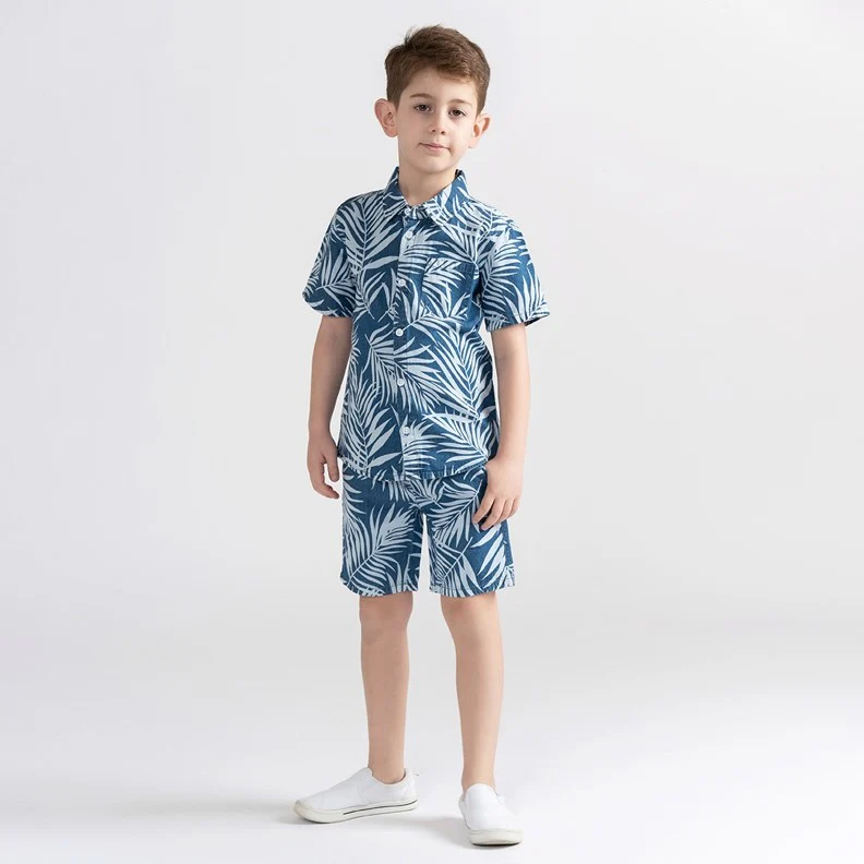 DENIM PALM LEAF SHORTS - Image 3