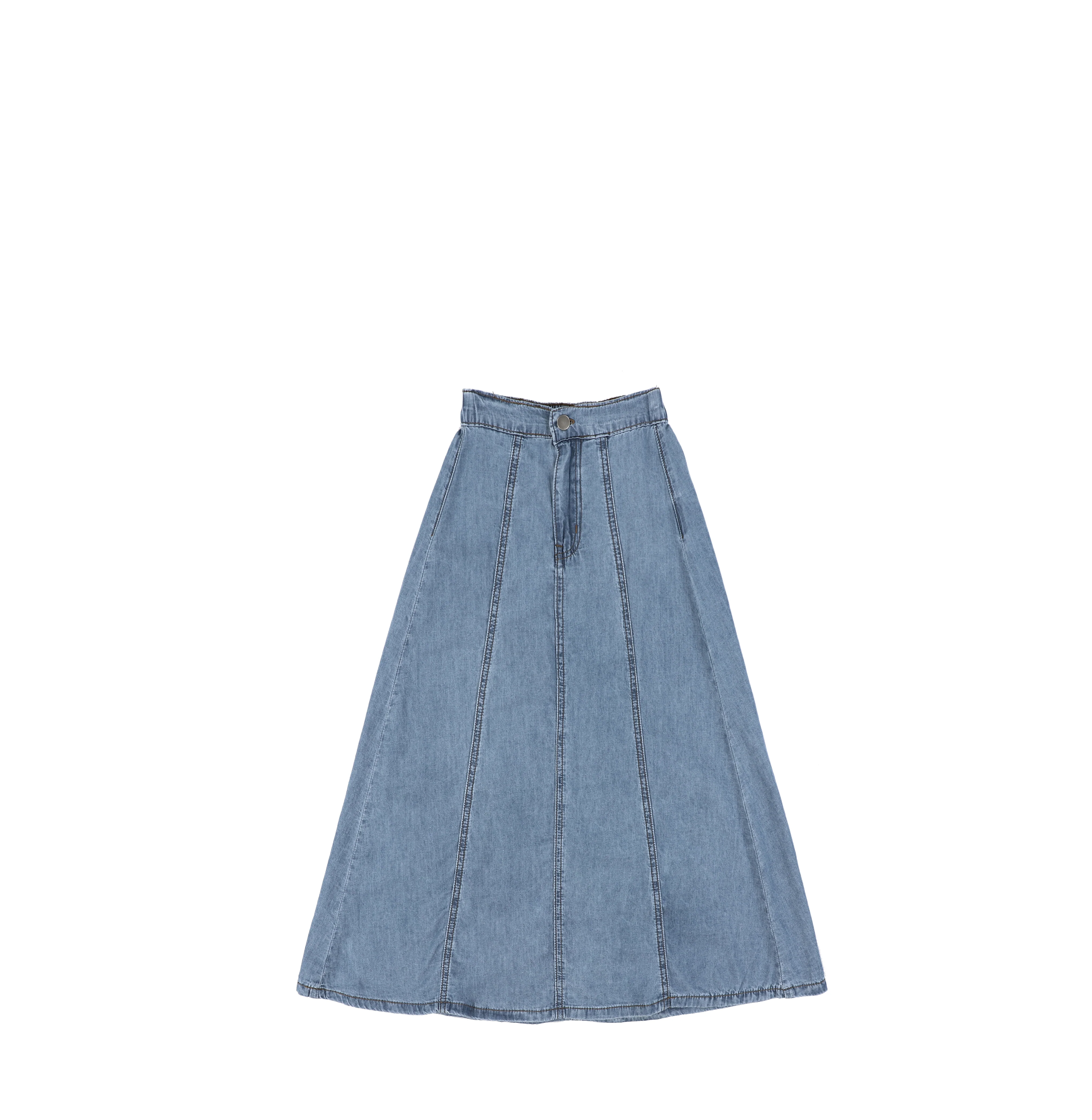 DENIM PANELED ALINE MAXI SKIRT - Image 2