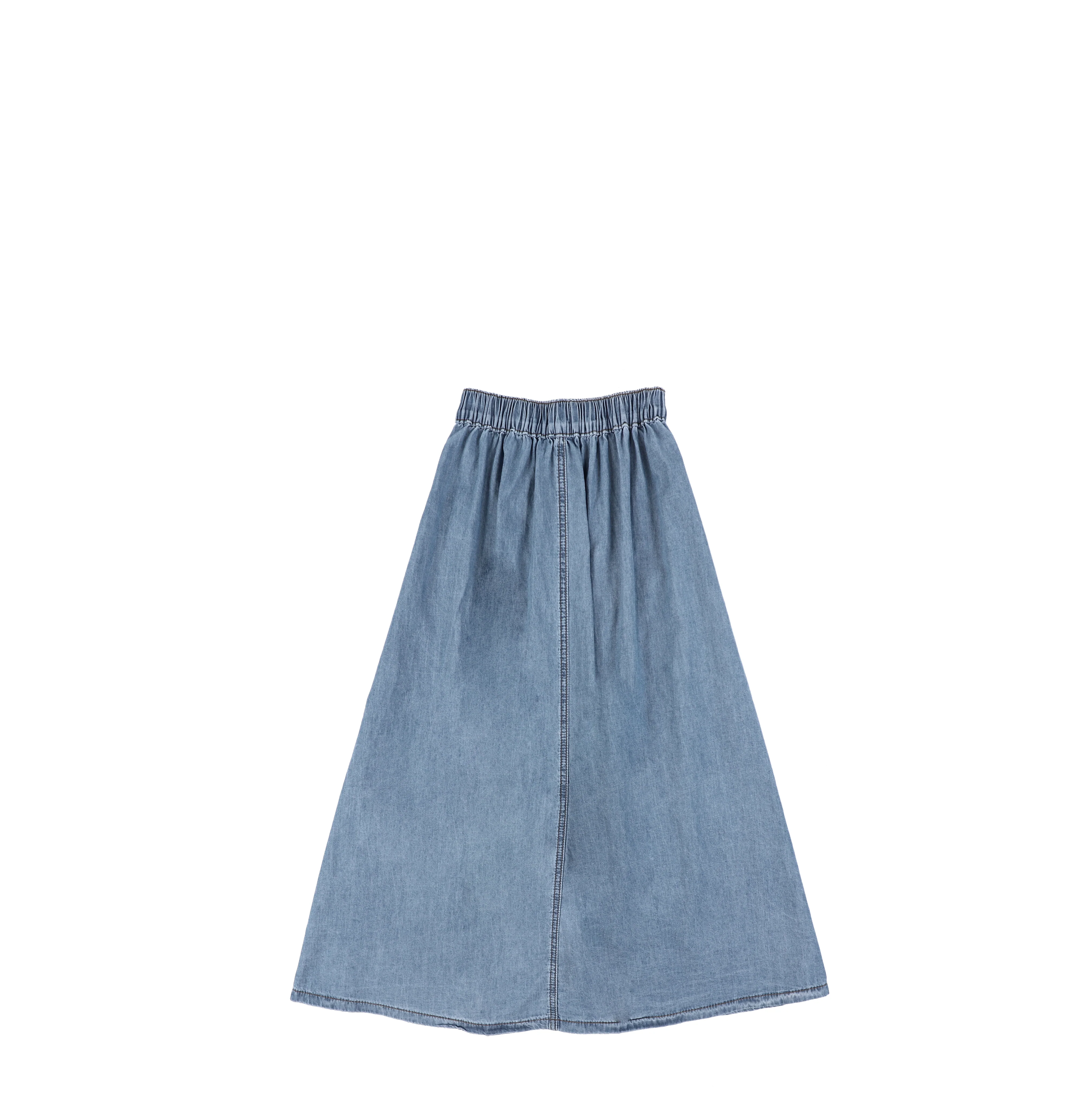 DENIM PANELED ALINE MAXI SKIRT - Image 3
