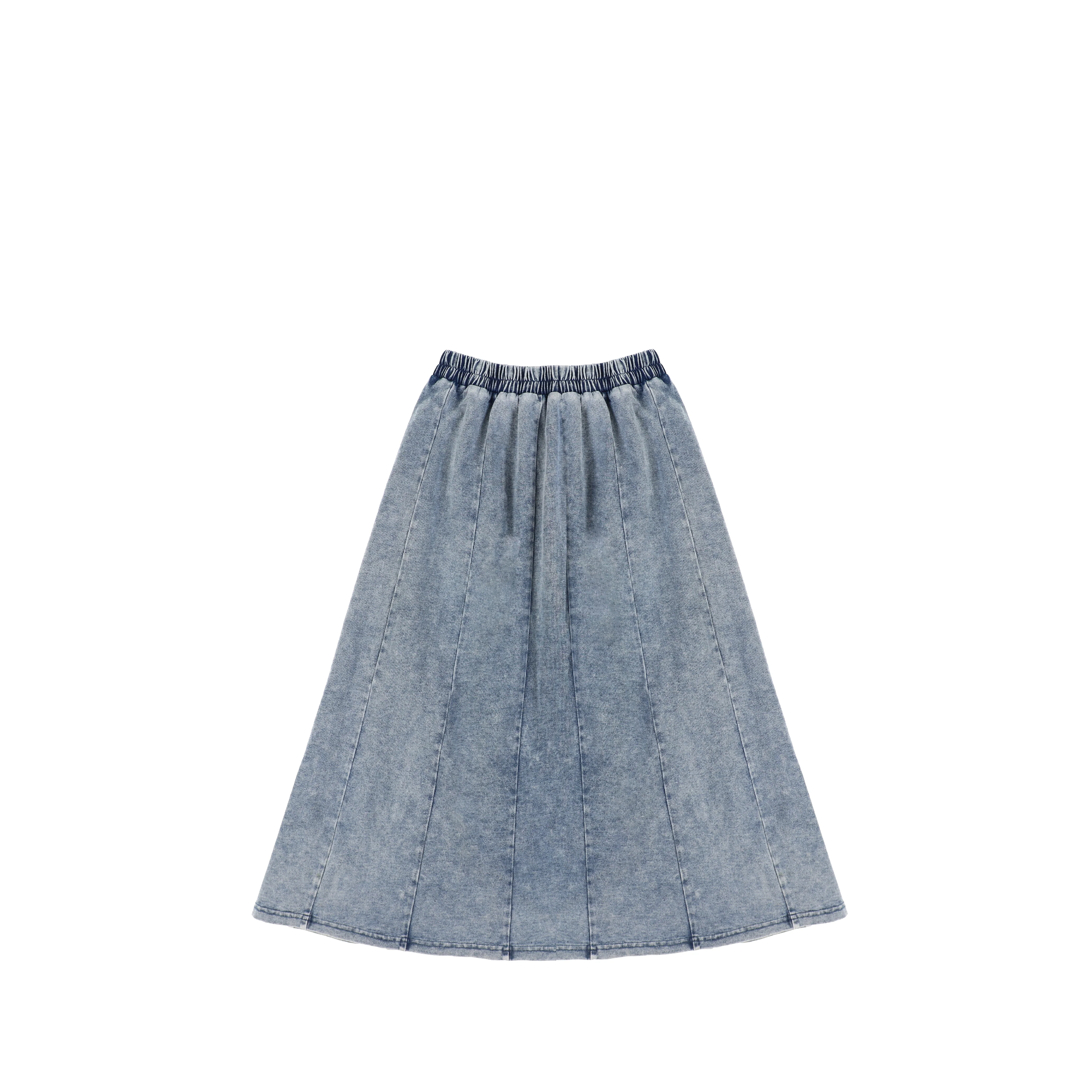 DENIM PANELED MAXI SKIRT