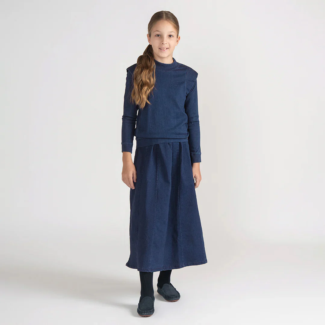 DENIM PANELED MAXI SKIRT - Image 3