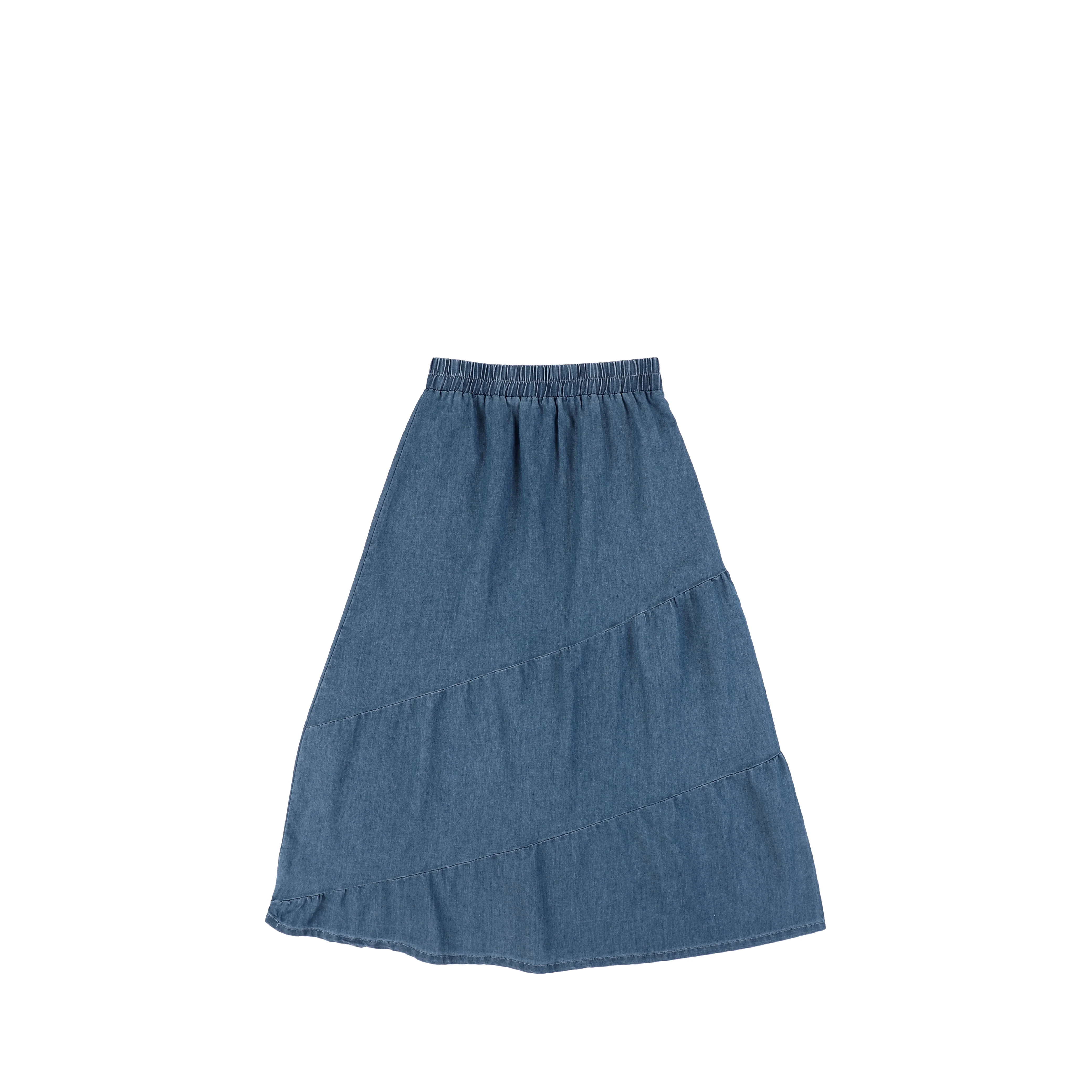 DENIM SLANT SEAM MAXI SKIRT - Image 2