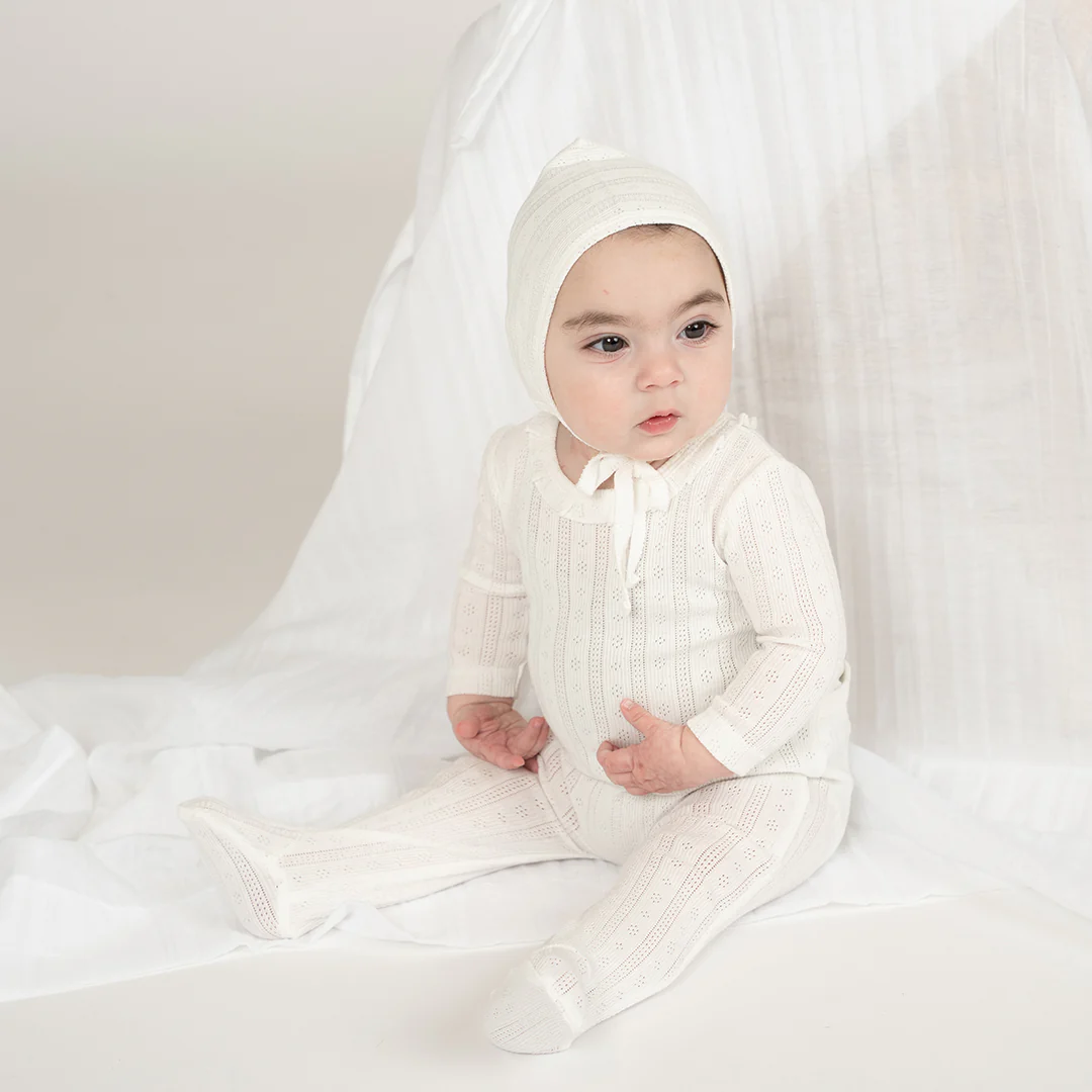 RUFFLE COLLAR POINTELLE FOOTIE - Image 5