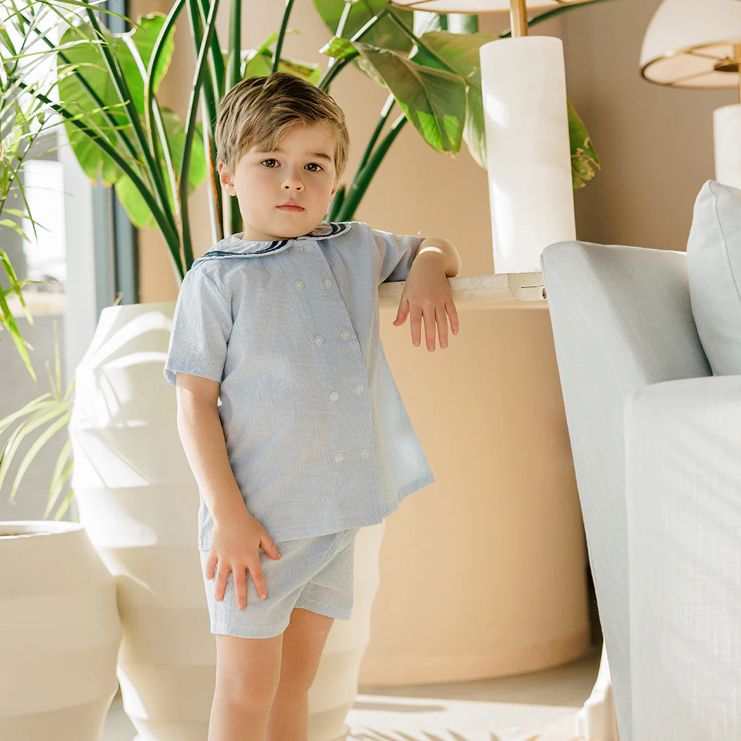 SHORT SLEEVES SEERSUCKER COLLAR SHIRT - Image 3