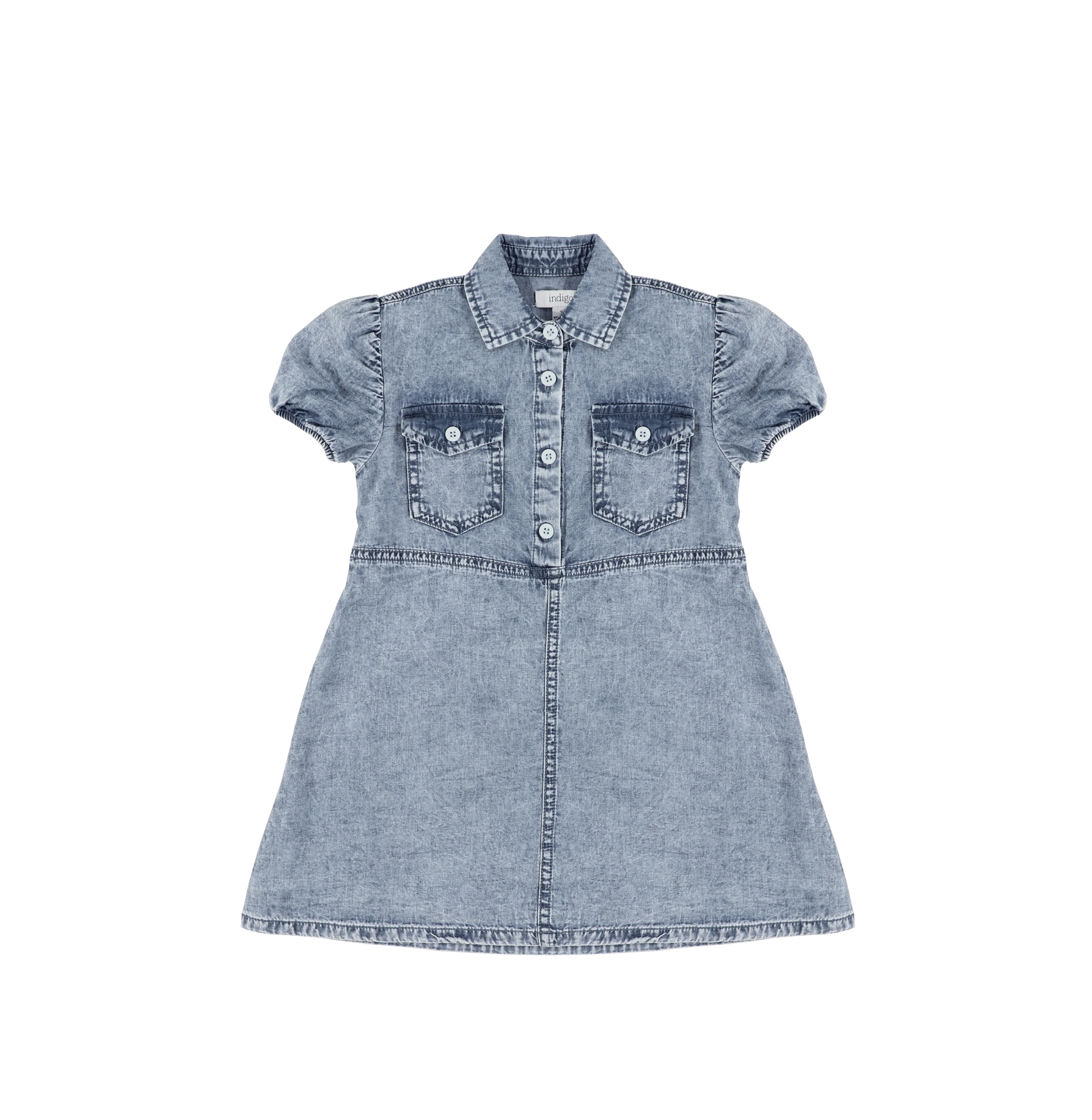 SHORT SLEEVES ACID WASH DRESS