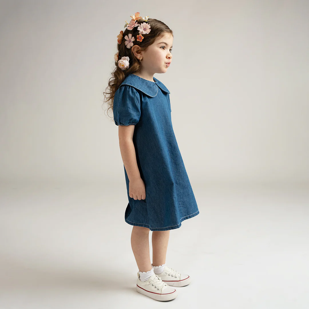 SHORT SLEEVES CHAMBRAY COLLAR DRESS - Image 5