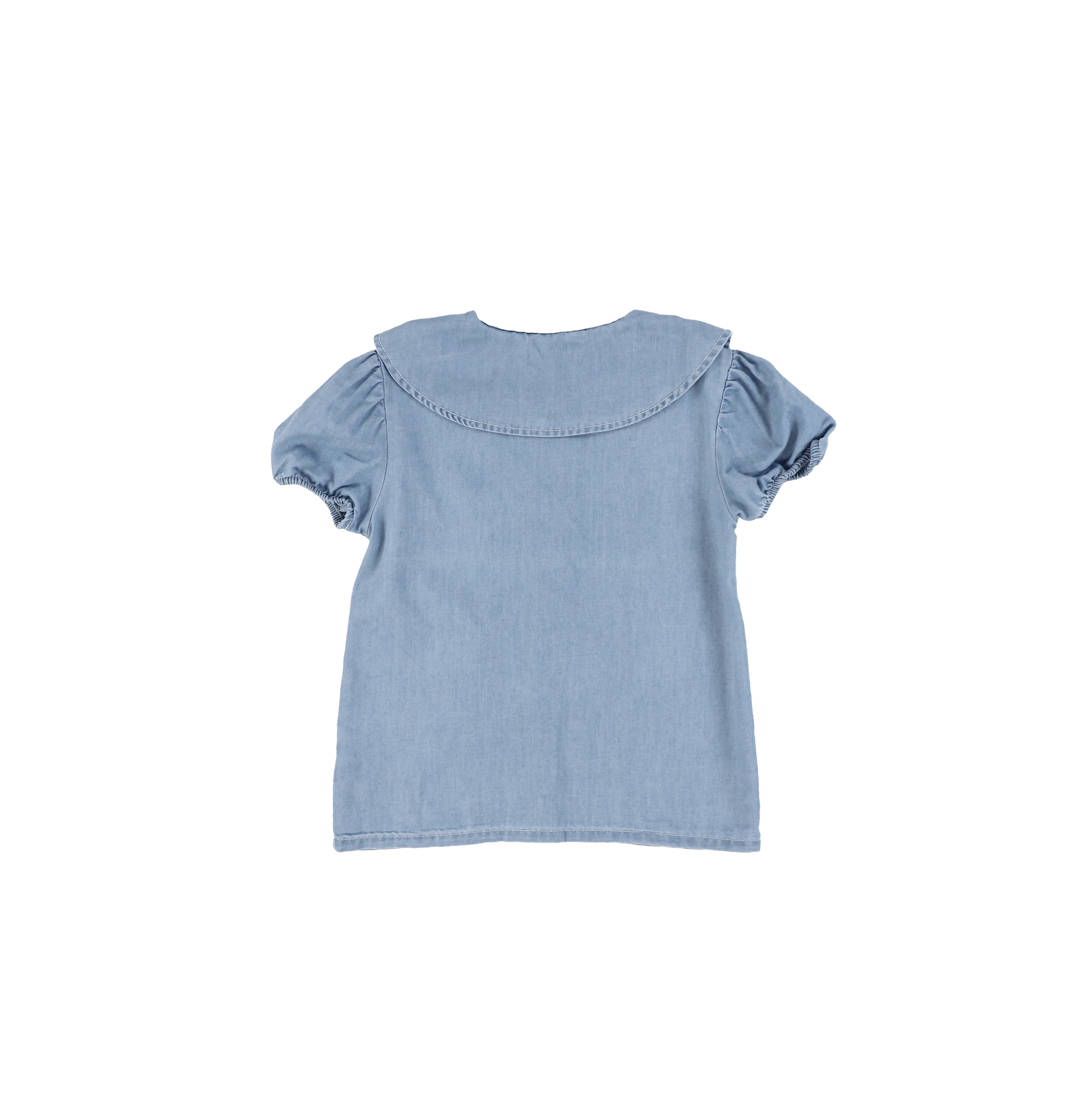 SHORT SLEEVES CHAMBRAY COLLAR TOP - Image 3