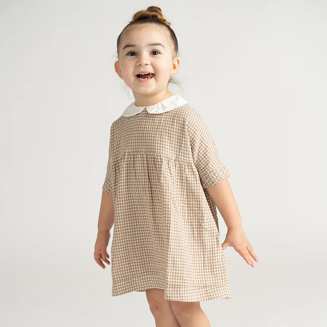 SHORT SLEEVES COLLARED GINGHAM DRESS - Image 5