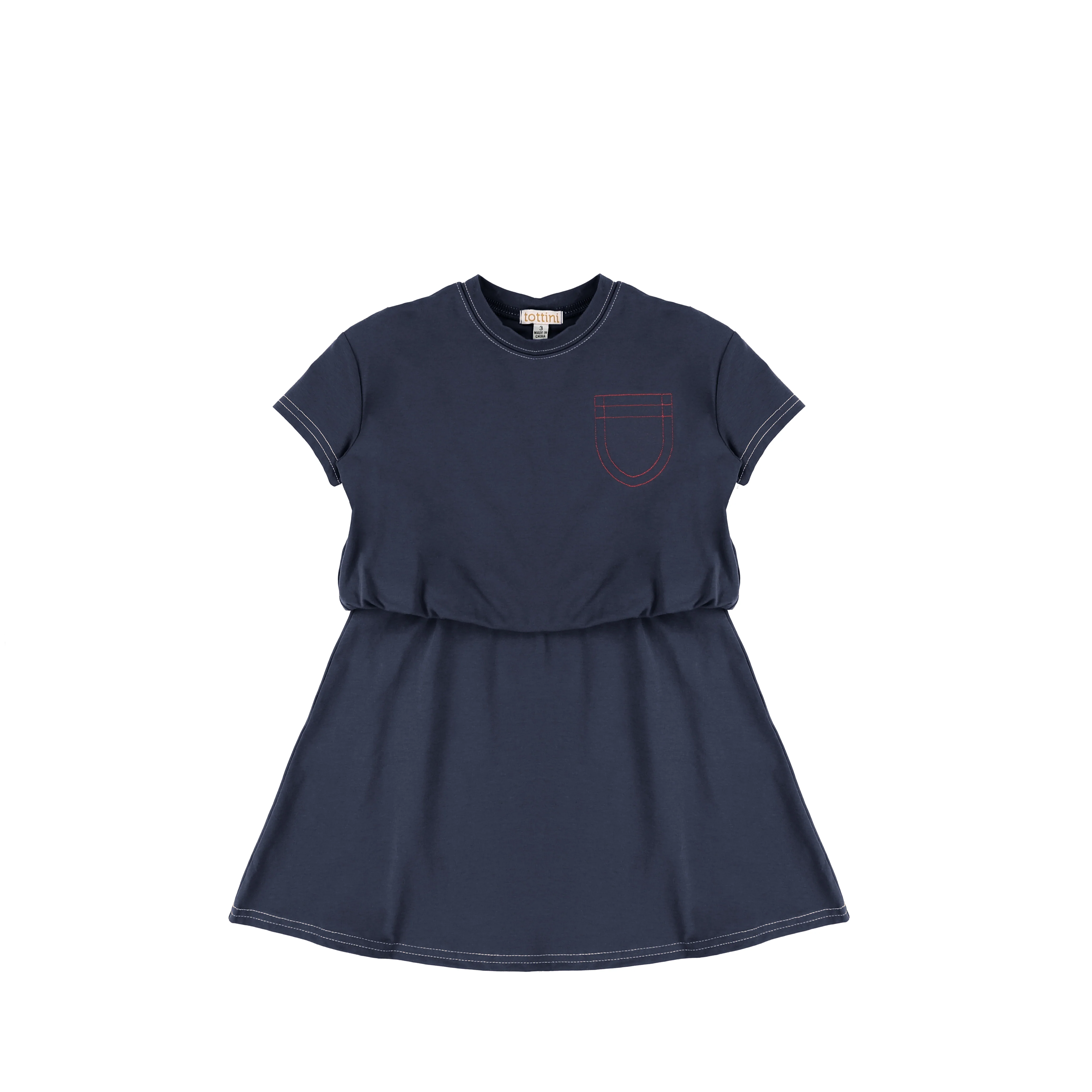 SHORT SLEEVES COLORFUL STITCHED DRESS