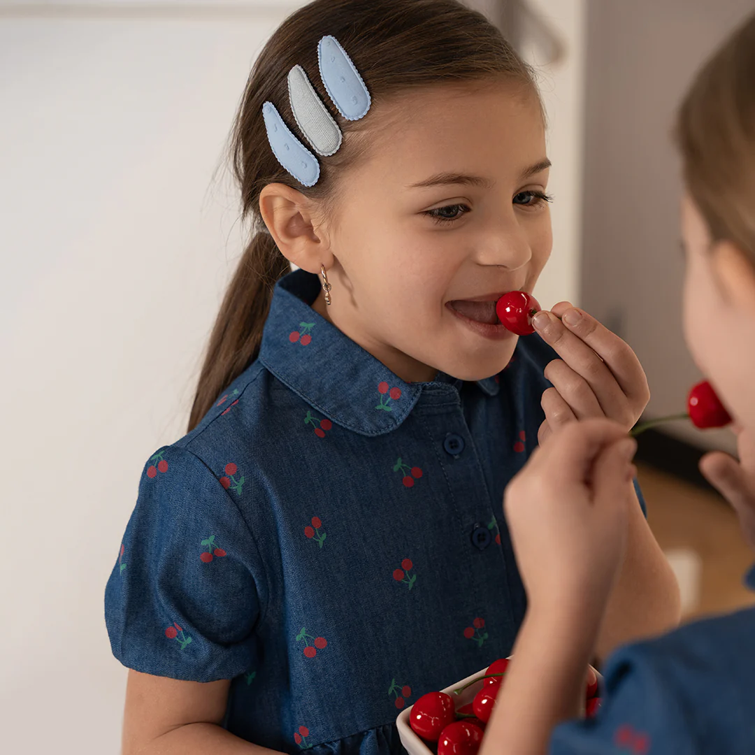SHORT SLEEVES DENIM CHERRY DRESS - Image 3