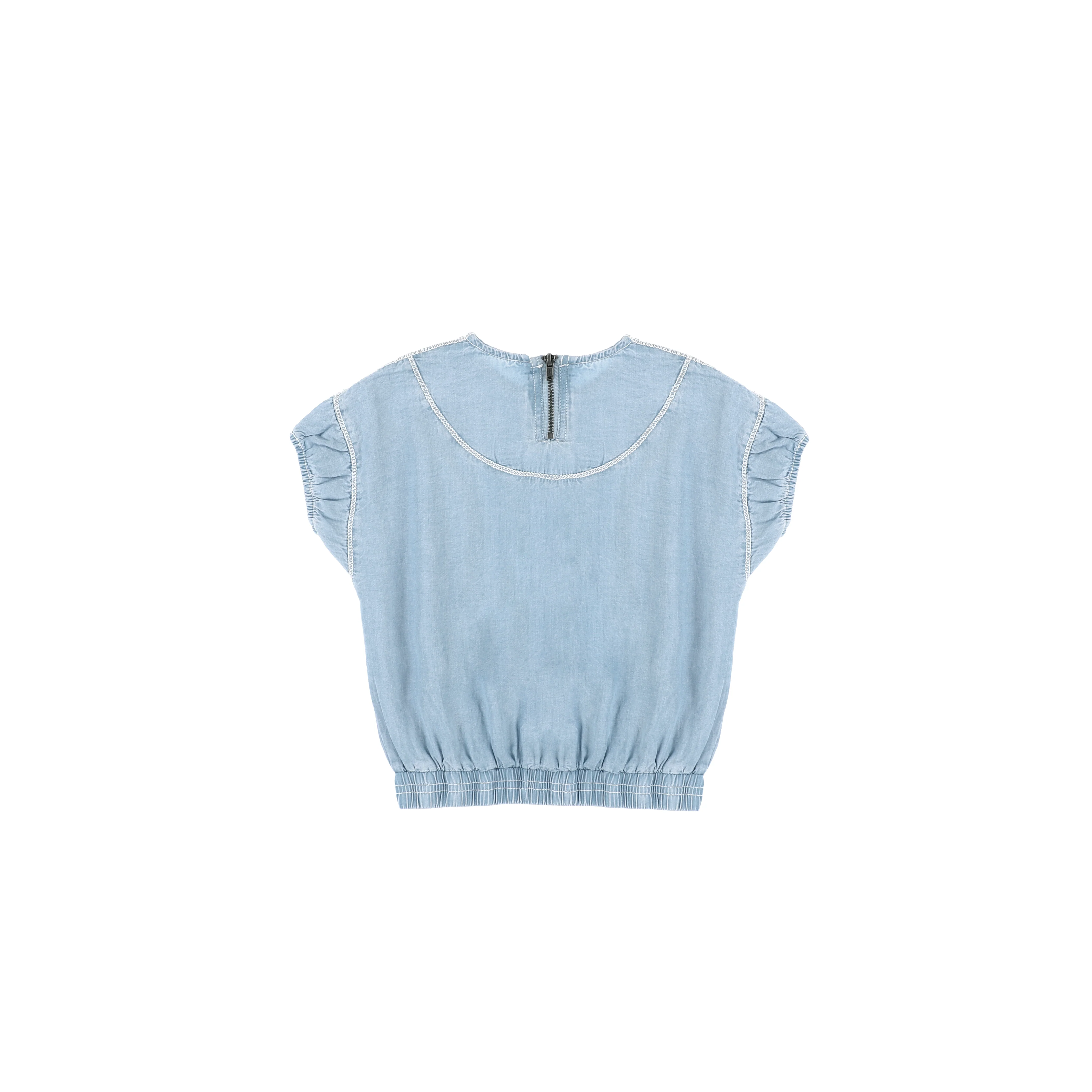 SHORT SLEEVES DENIM TENCEL TOP - Image 3
