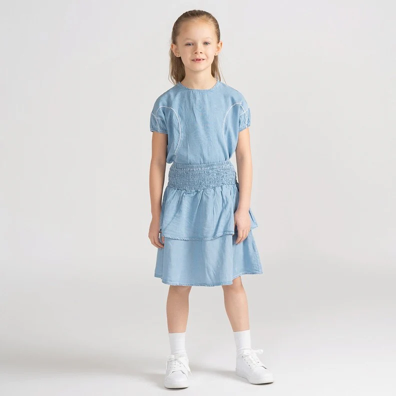 SHORT SLEEVES DENIM TENCEL TOP - Image 4