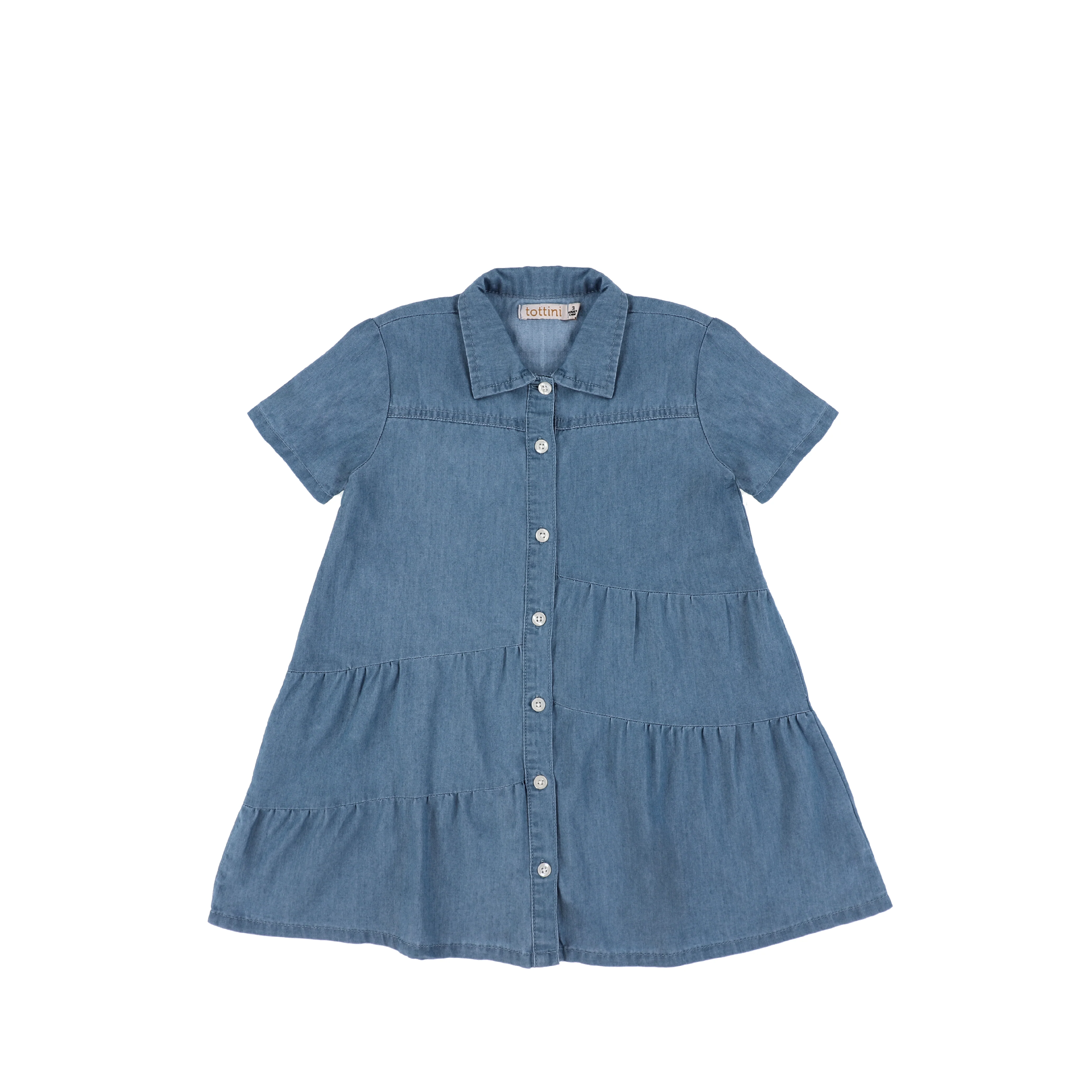 SHORT SLEEVES DENIM TIERED DRESS - Image 2