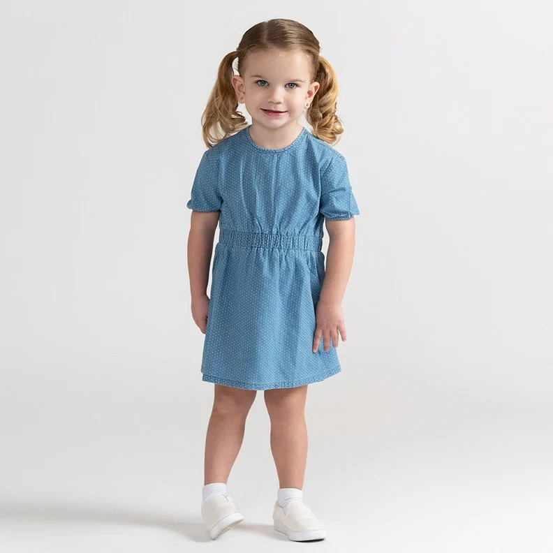 SHORT SLEEVES DENIM X PRINT DRESS - Image 3