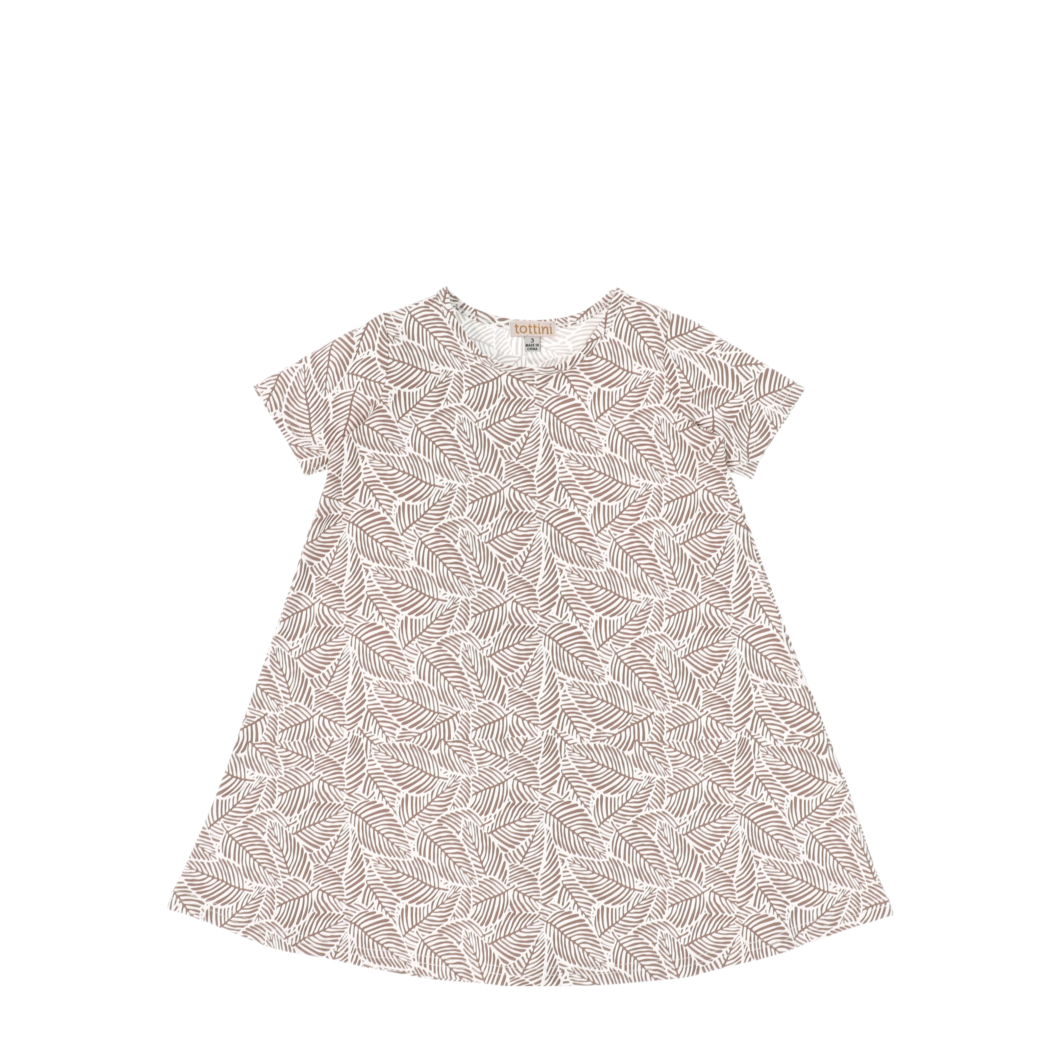 SHORT SLEEVES LEAF PRINT DRESS
