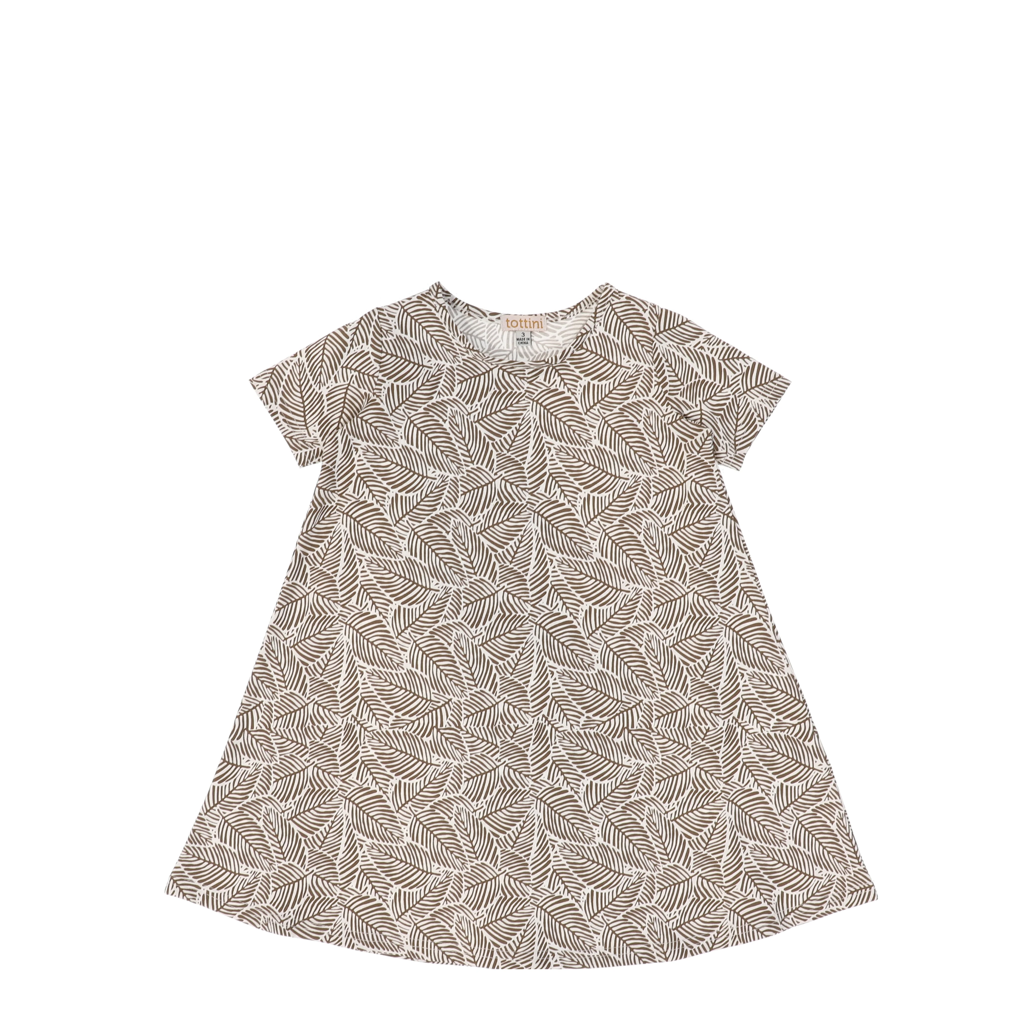 SHORT SLEEVES LEAF PRINT DRESS - Image 4