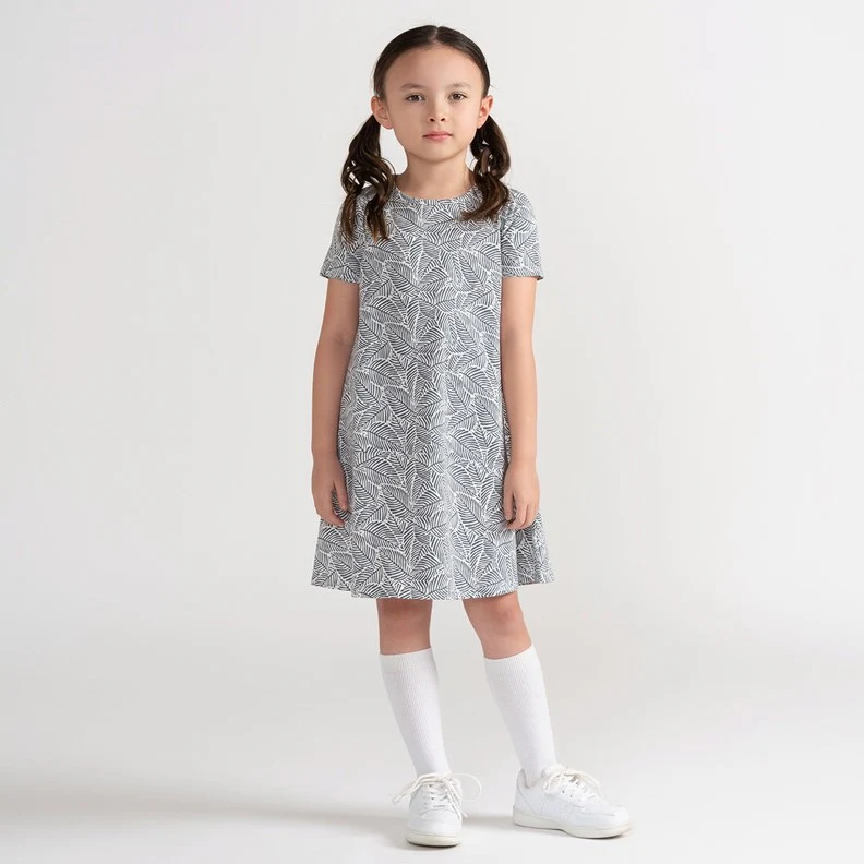 SHORT SLEEVES LEAF PRINT DRESS - Image 6
