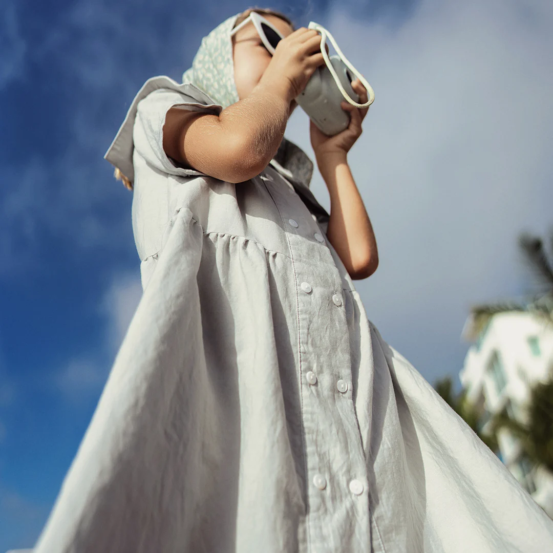 SHORT SLEEVES LINEN DOUBLE BUTTON DRESS - Image 5