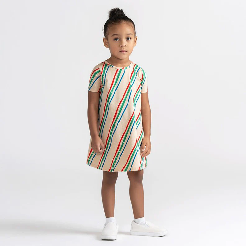 SHORT SLEEVES PRINTED STRIPED DRESS - Image 3