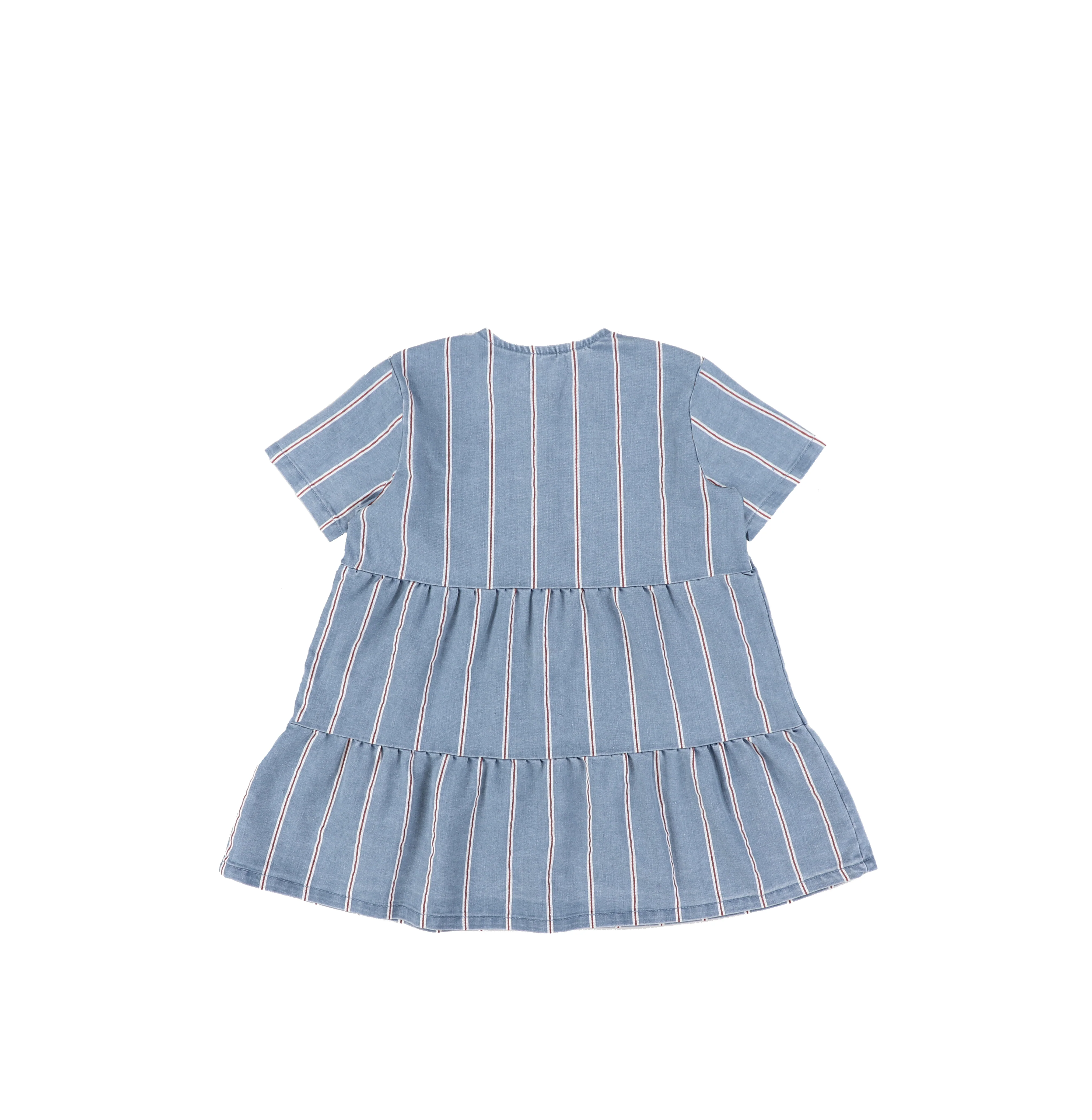SHORT SLEEVES RED STRIPE TIERED DRESS - Image 2