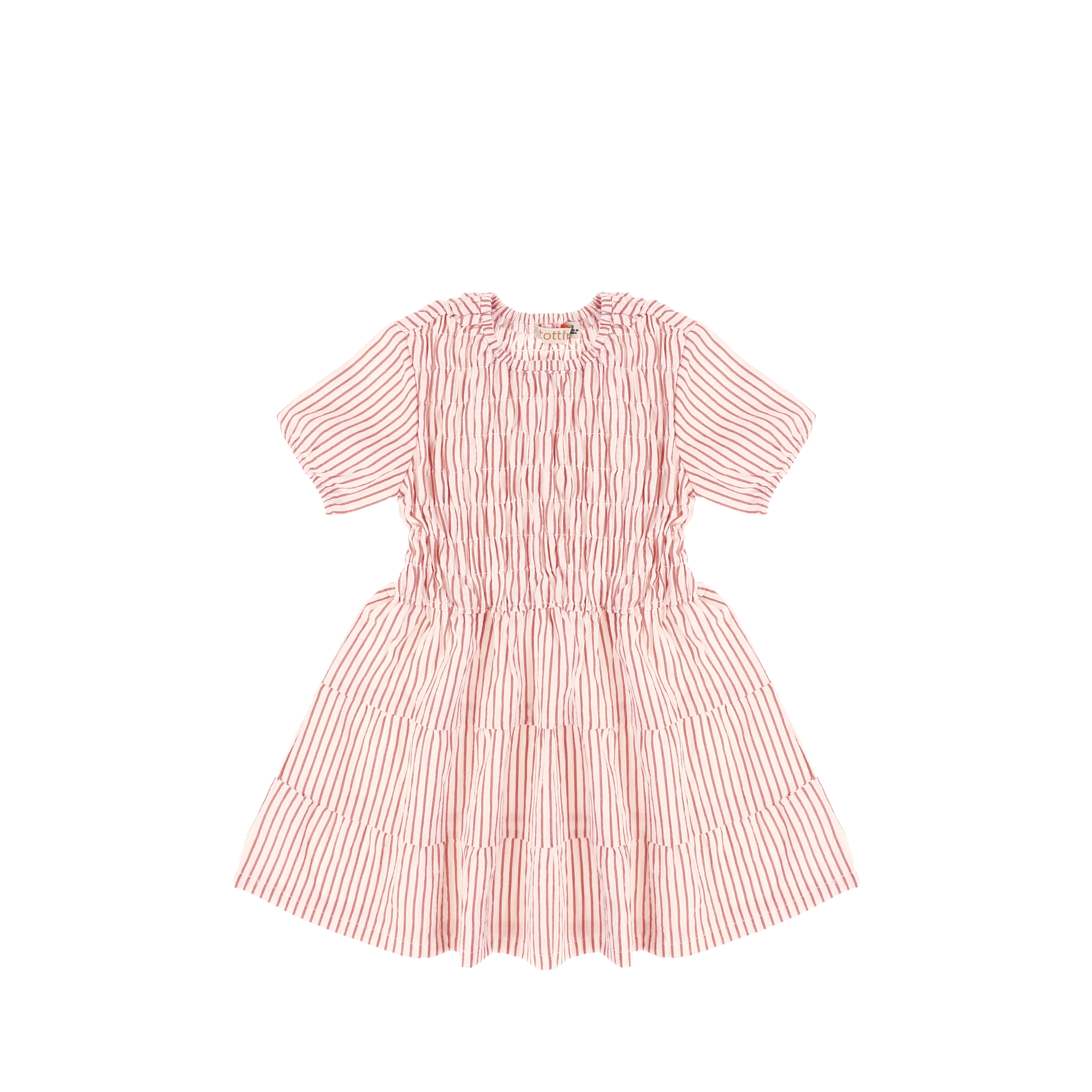 SHORT SLEEVES SMOCKED STRIPED DRESS - Image 3