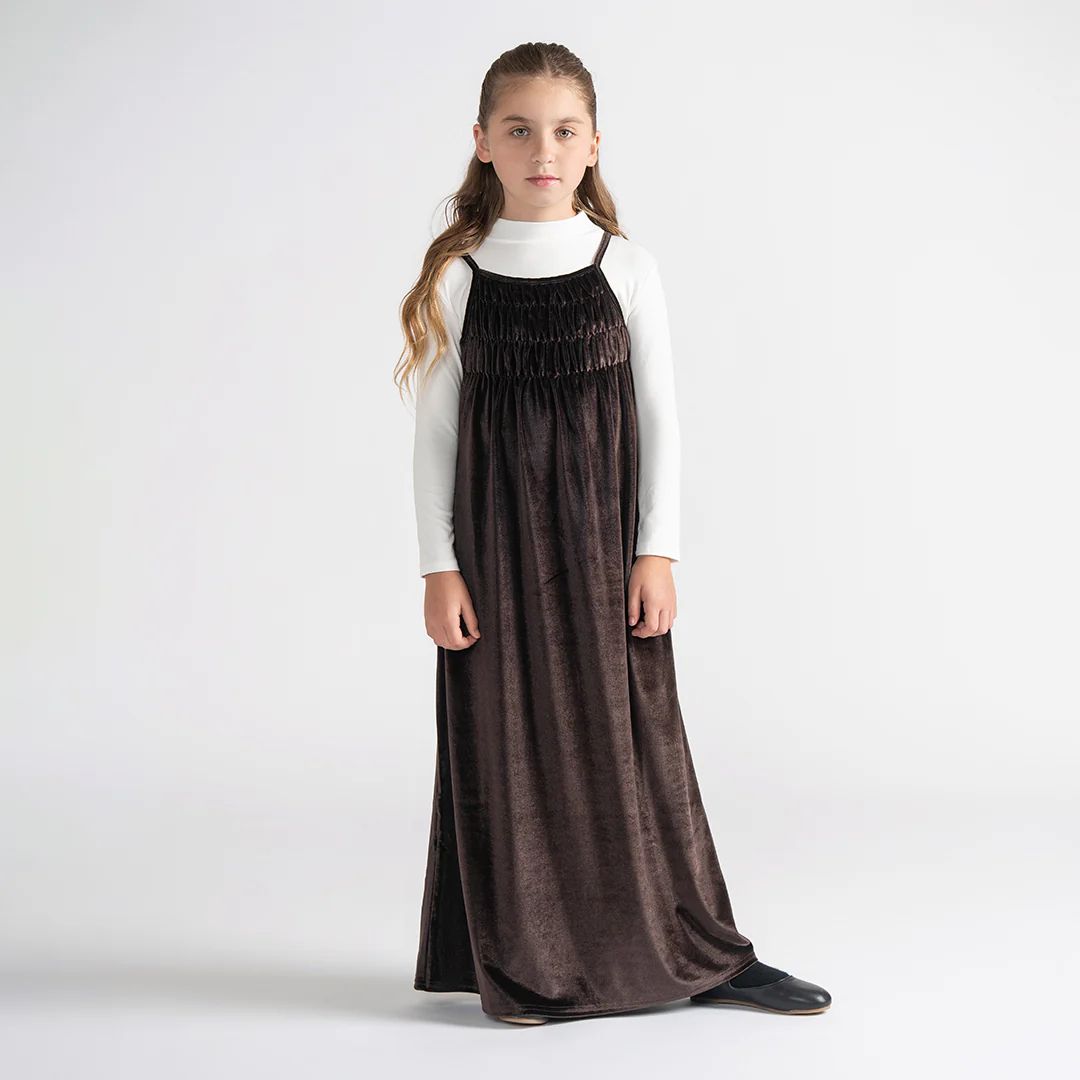 VELOUR SMOCKED MAXI JUMPER - Image 4